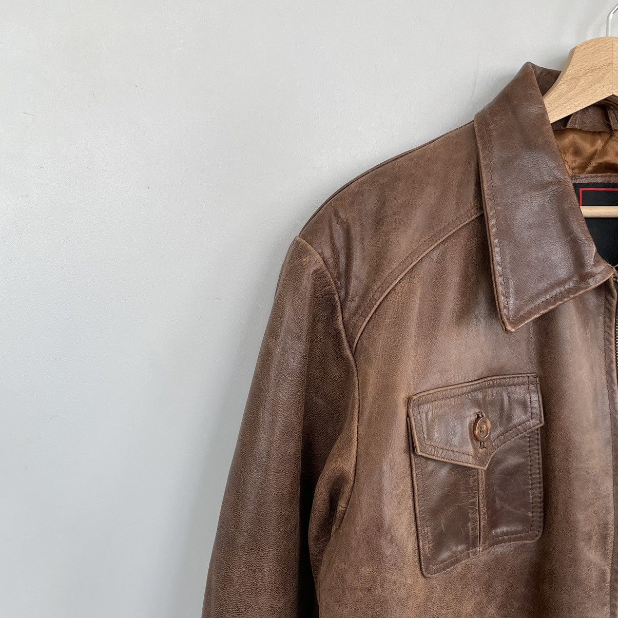 Vintage Vintage distressed leather jacket AMERICAN BASE New York Size US XL / EU 56 / 4 - 4 Thumbnail