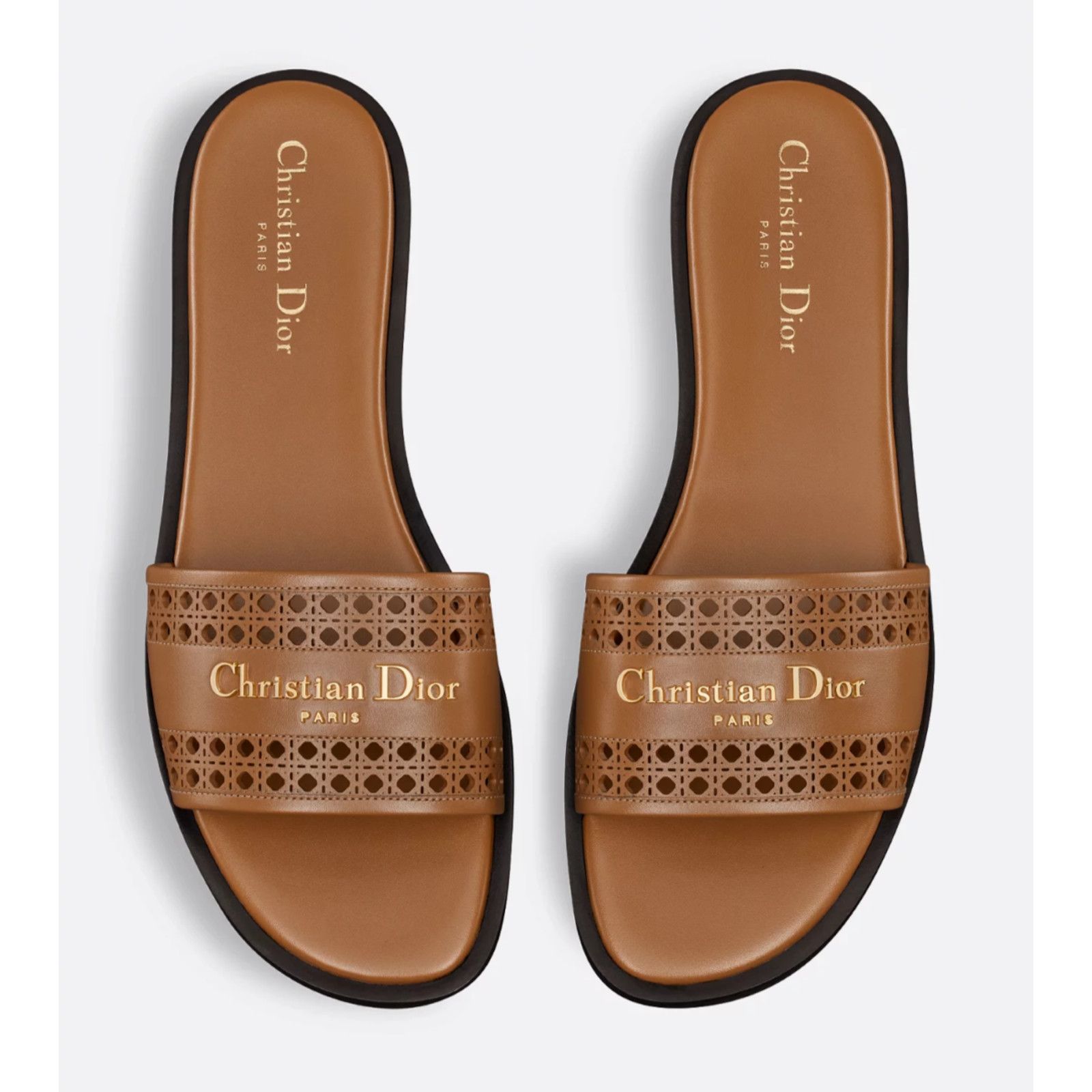 Dior Dior D-Lane Dway Micro Cannage Chestnut Leather Slide 37 Size US 7 / IT 37 - 1 Thumbnail