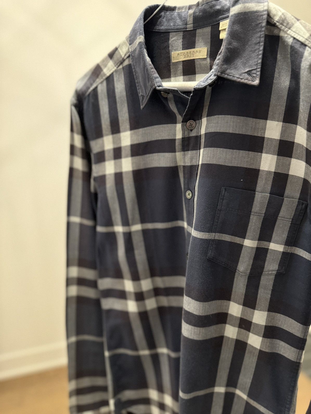 Burberry Men’s Burberry Brit Shirt Small Blue Nova Check Navy Size US XS / EU 42 / 0 - 1 Thumbnail