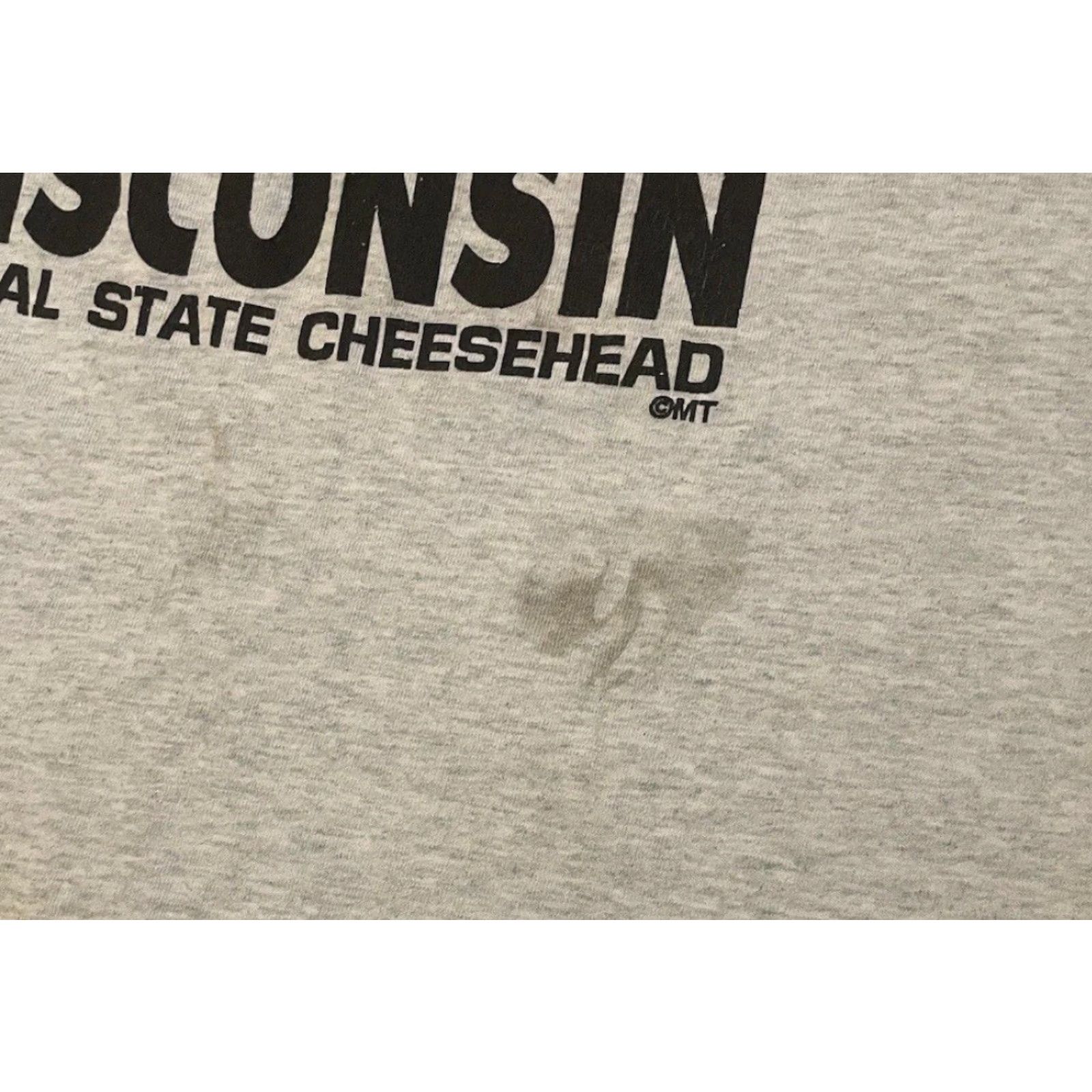Vintage VINTAGE Wisconsin Cheese Head Distressed Shirt L Gray 90s College Grunge Funny Joke T-Shirt Mens Size US L / EU 52-54 / 3 - 4 Thumbnail