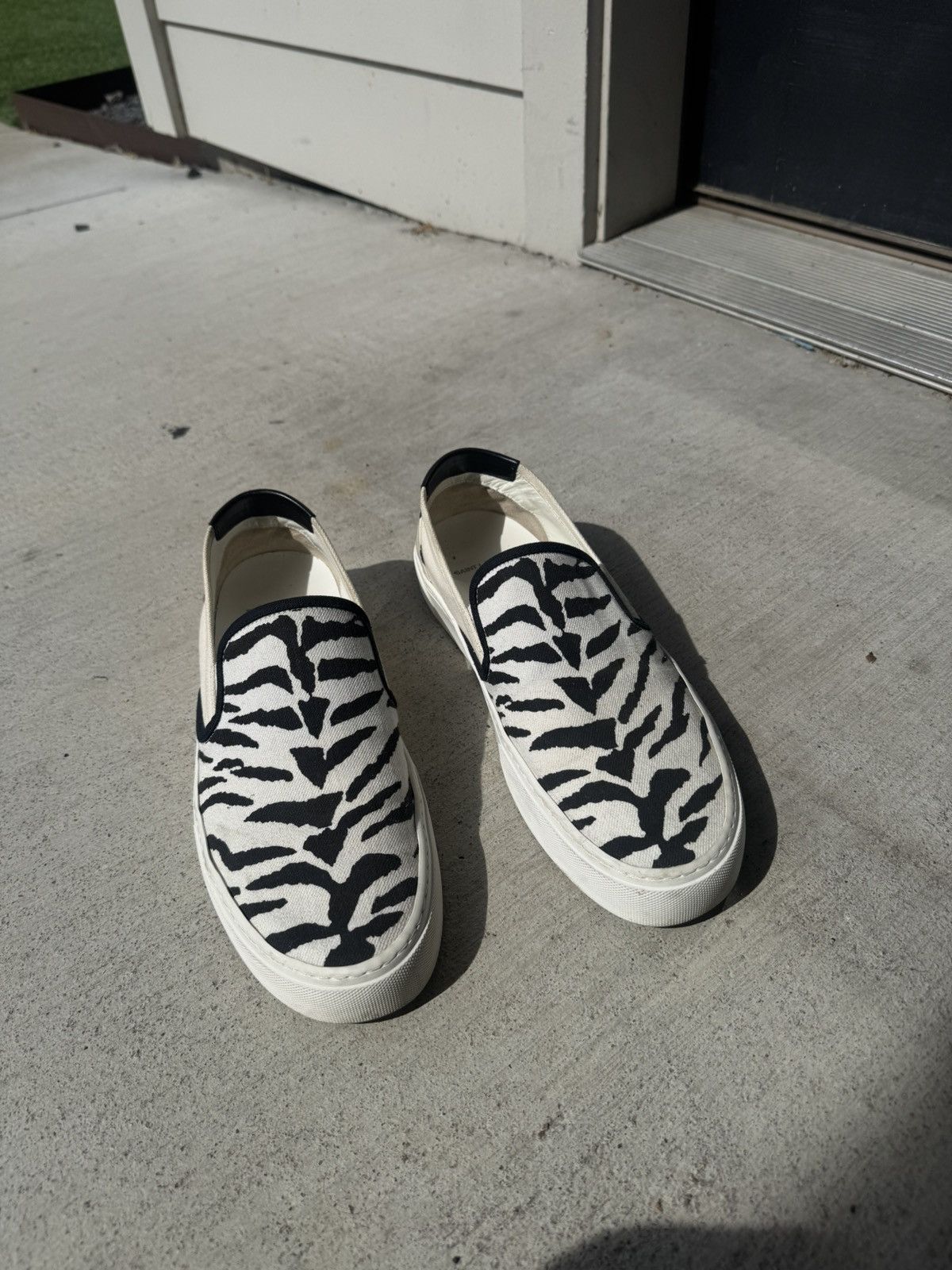 Saint Laurent Paris Venice Zebra Slip On Babycat Sneakers