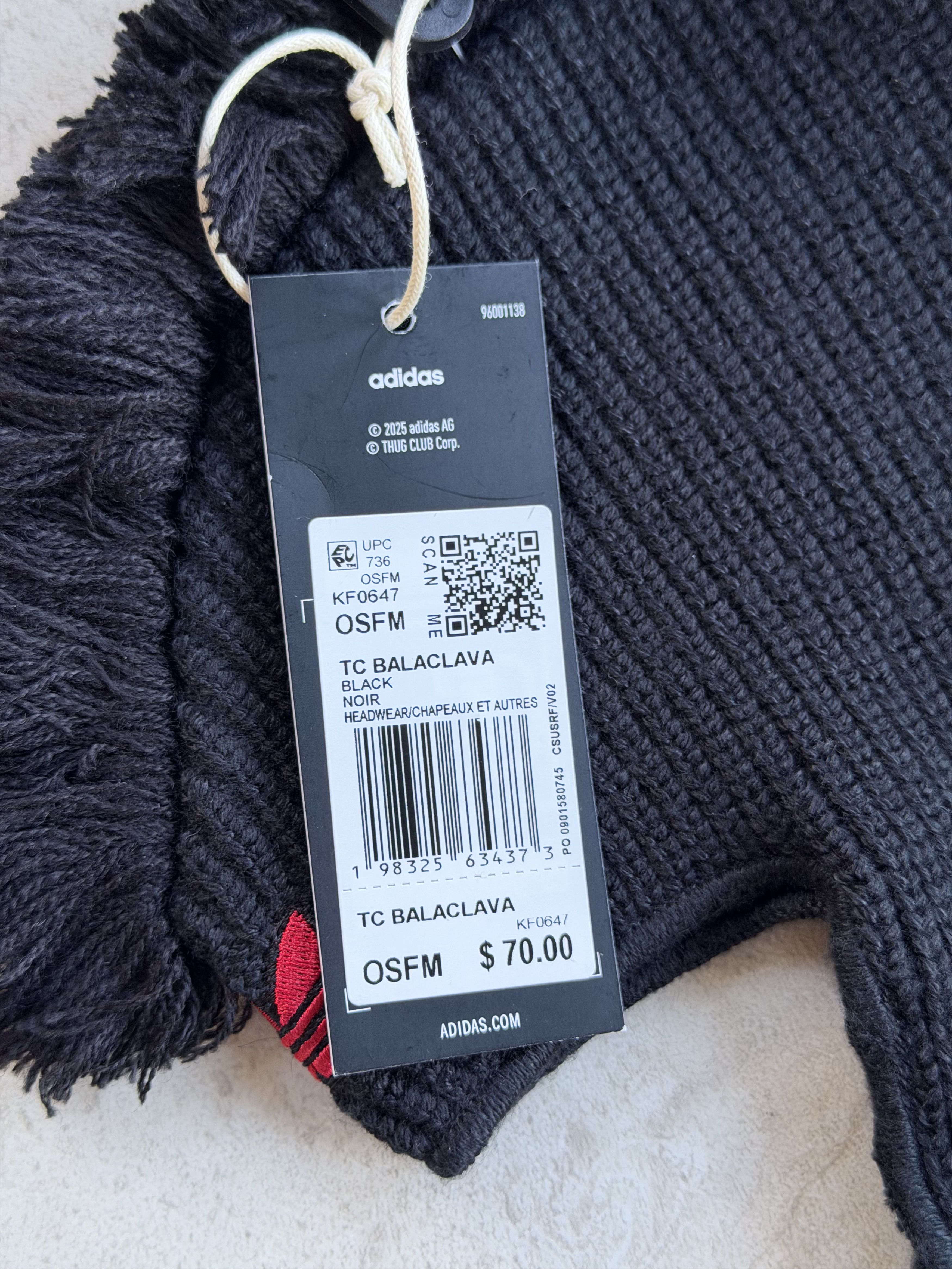 Adidas × Thug Club Thug Club Adidas Knit Balaclava in Black Size ONE SIZE - 3 Thumbnail