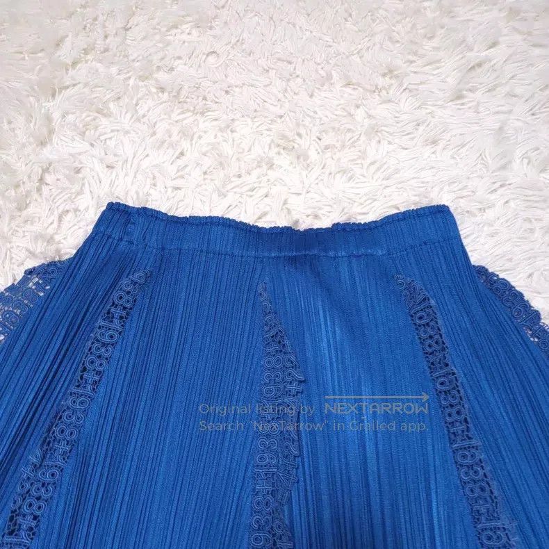 Issey Miyake Issey Miyake SIZE:1 Blue Ruched Midi Skirt Size 42" / US 20 - 3 Thumbnail