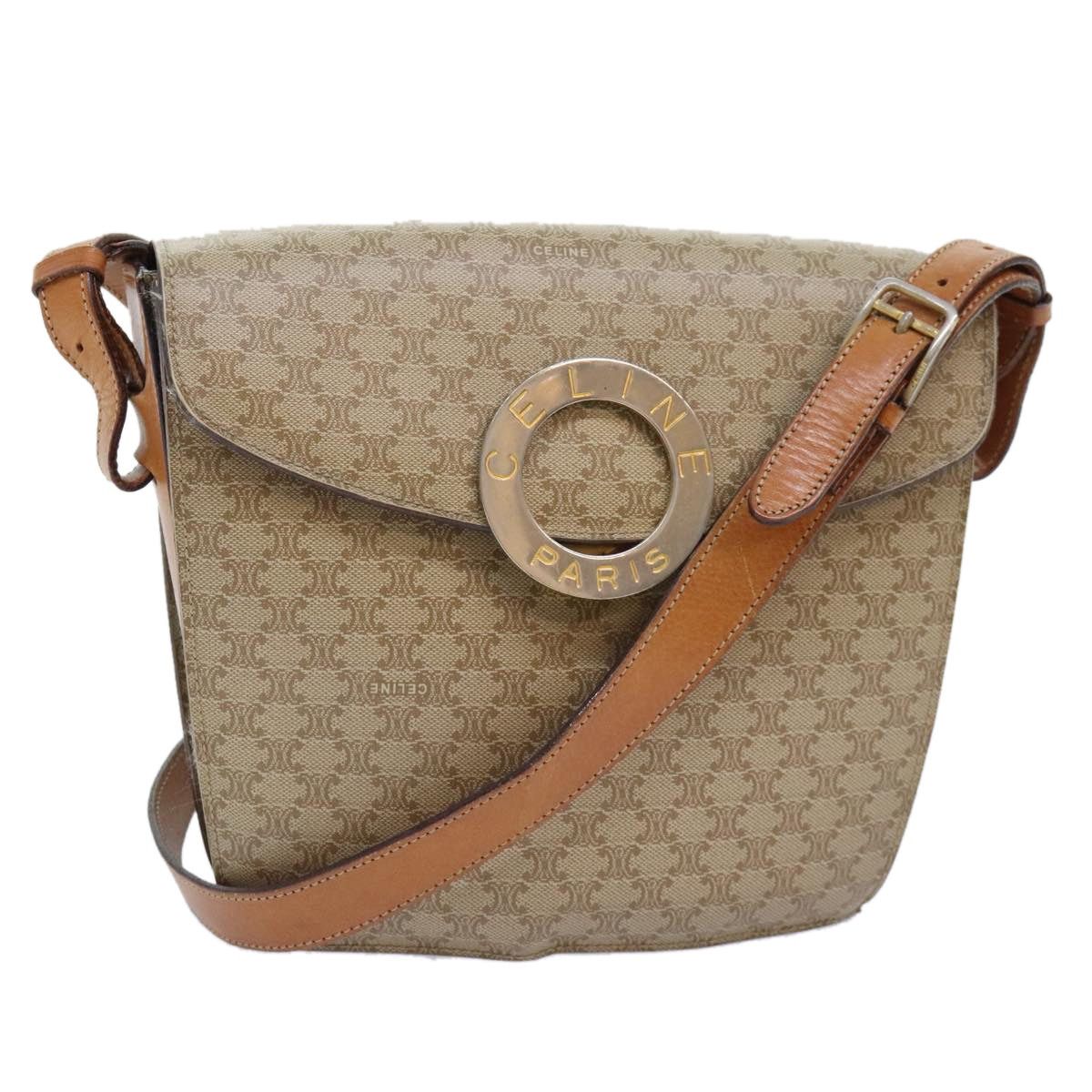 Celine CELINE Macadam Canvas Shoulder Bag Beige Gold Size ONE SIZE - 1 Thumbnail