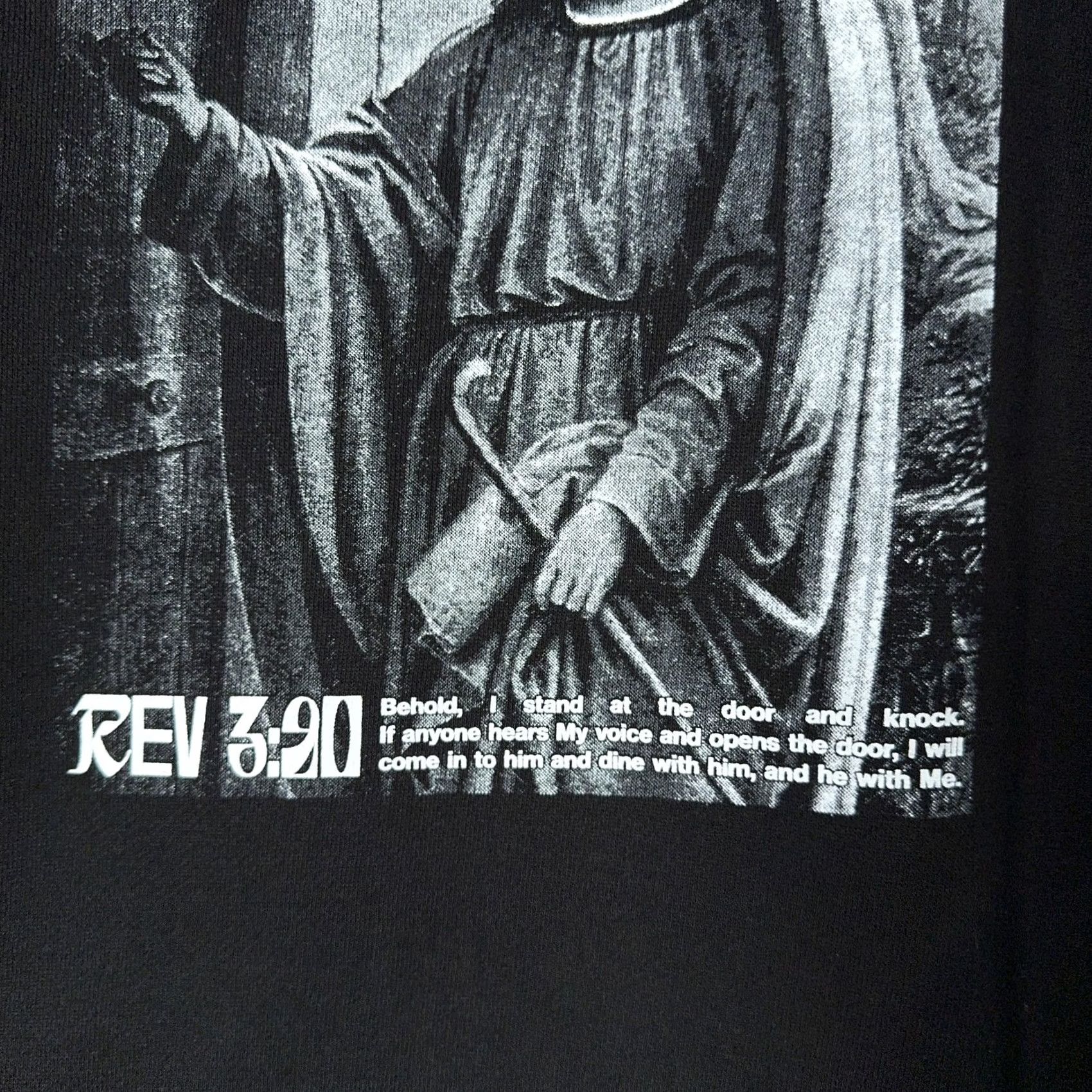 Vintage VINTAGE Jesus Hoodie Black REV 3:20 XL Christian Streetwear Ascend Church - Nike? Size US XL / EU 56 / 4 - 4 Thumbnail