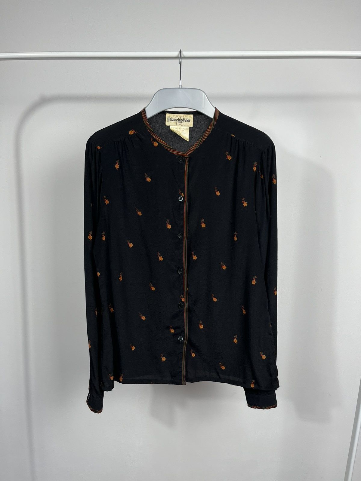 Vintage Vintage Franck Olivier Black Silk Blouse Floral Embroidery Size M / US 6-8 / IT 42-44 - 1 Thumbnail
