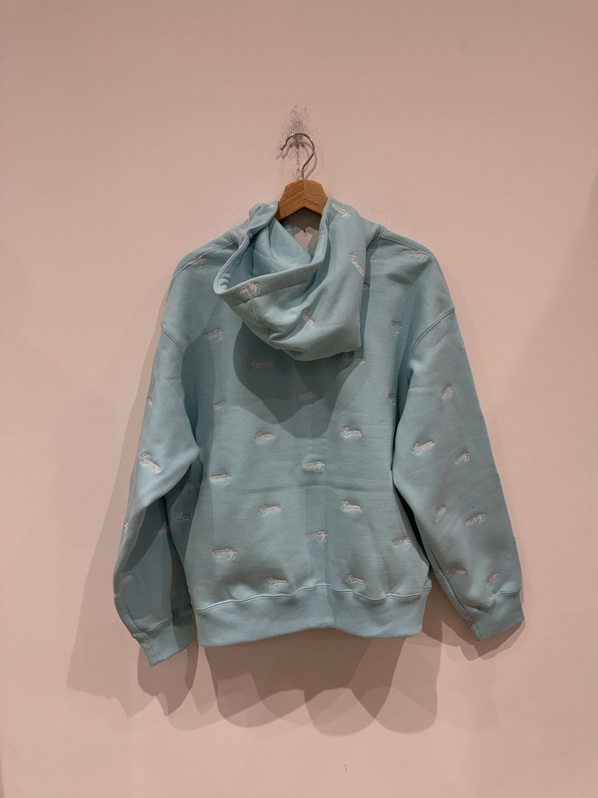 Supreme Supreme Repeat Script Zip Up Hoodie Light Blue Size US M / EU 48-50 / 2 - 3 Thumbnail