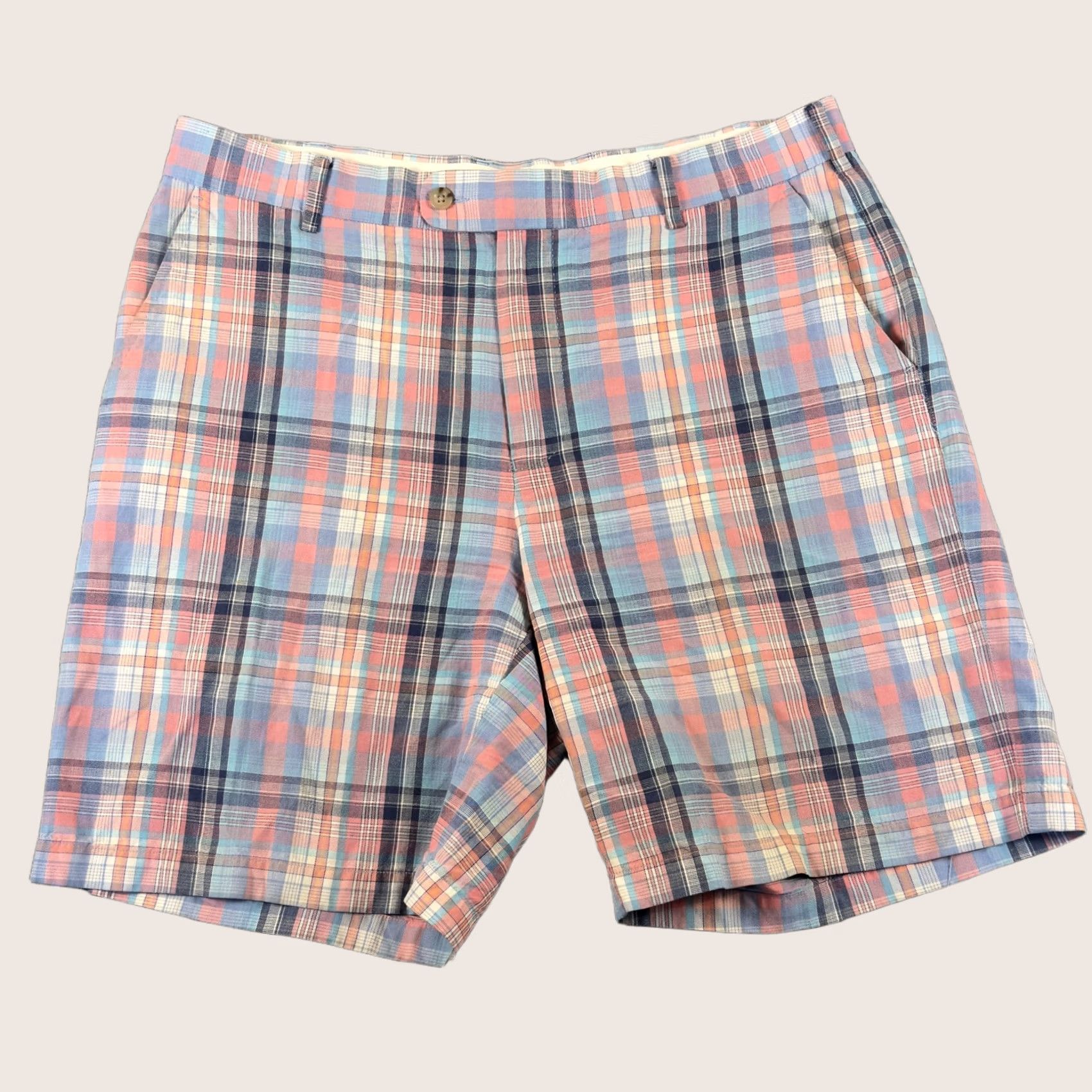 Peter Millar Peter Millar Mens Chino Shorts 36 Pastel Plaid Linen Cotton 9 Inch Seaside Size US 36 / EU 52 - 1 Thumbnail