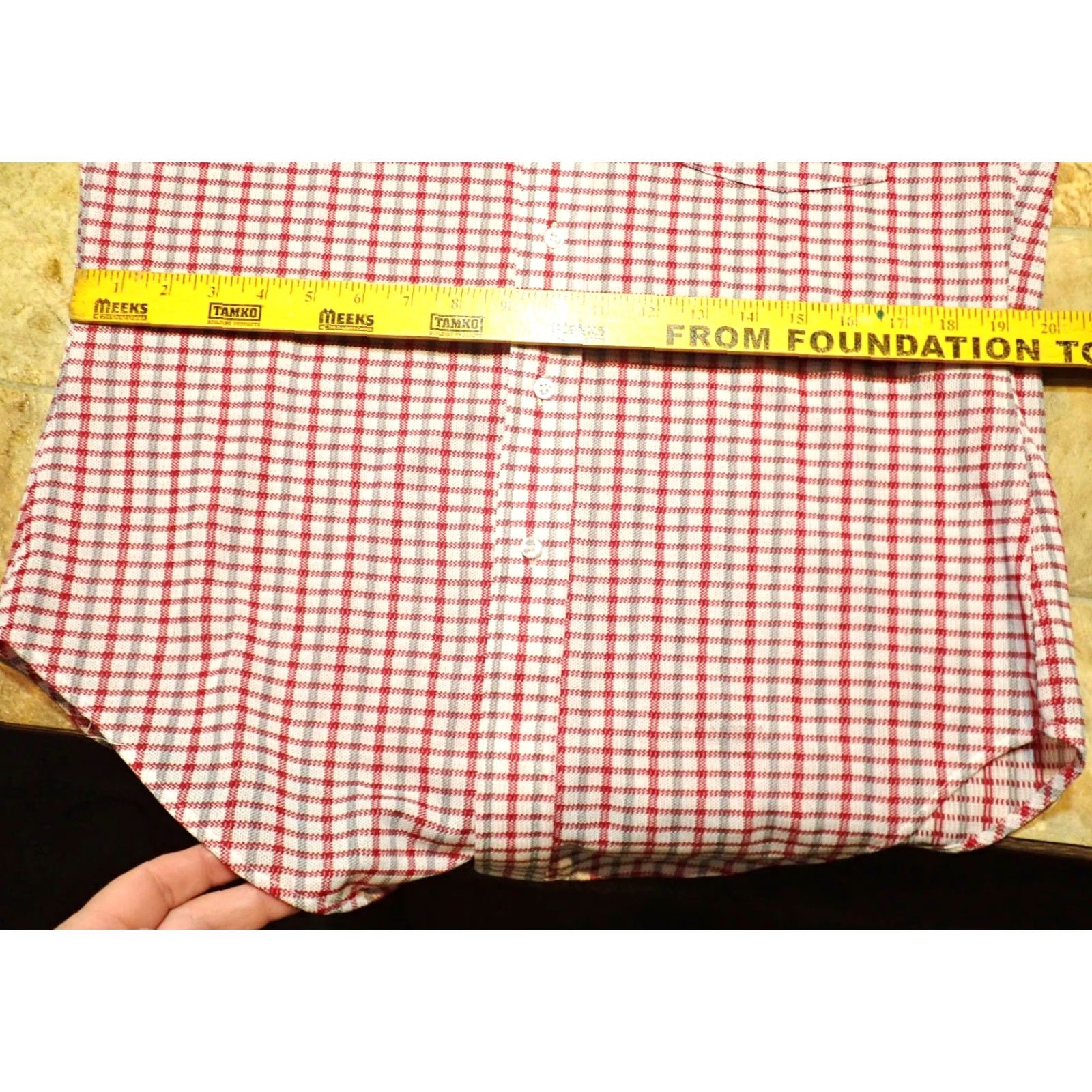 Sears VINTAGE SEARS Dagger Point Collar Disco Shirt Mens M Red White Gray Plaid Shirt Size US M / EU 48-50 / 2 - 7 Thumbnail