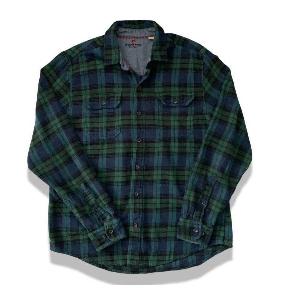 Woolrich Woolen Mills Vintage Woolrich Flannel Button Down Shirt Green/Blue Plaid Size US M / EU 48-50 / 2 - 1 Thumbnail