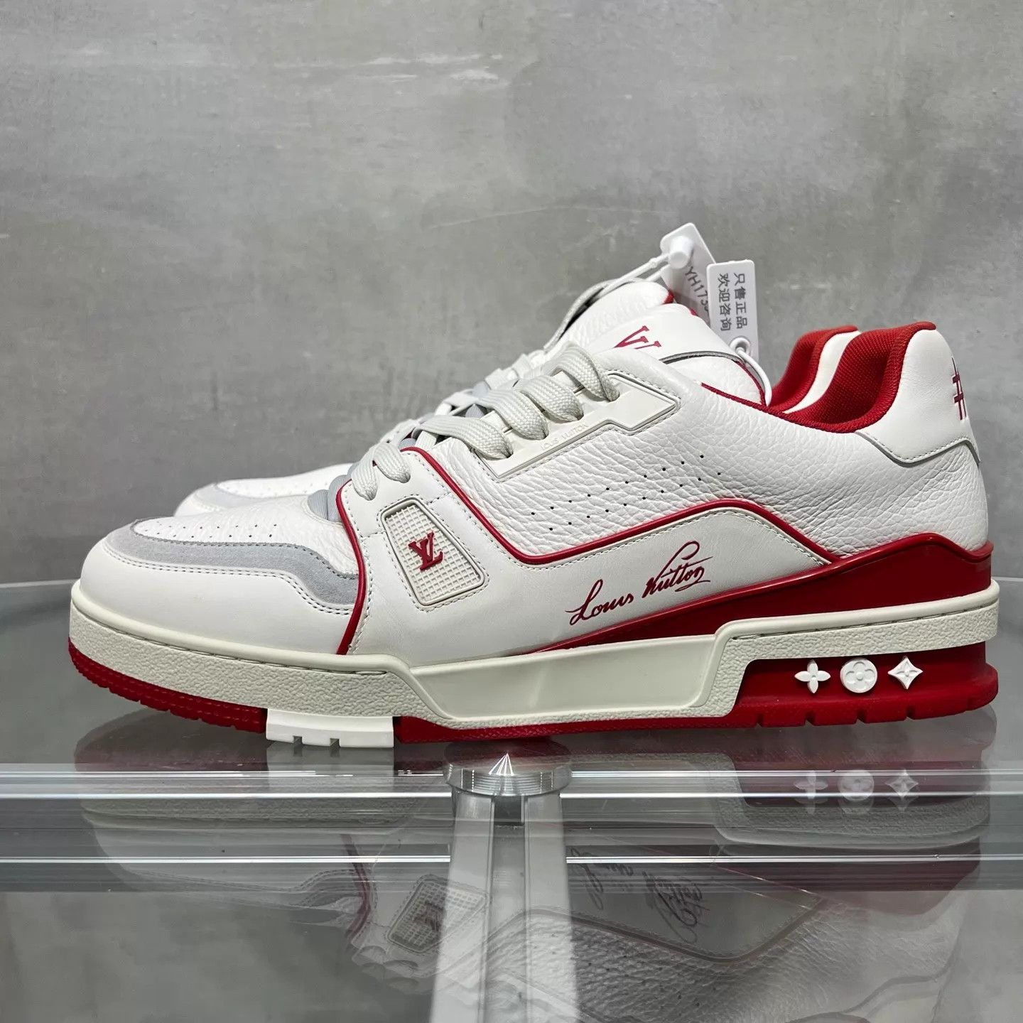 Louis Vuitton LV Trainer White Red Cement UK9 New Boxed YH27713 Size US 10 / EU 43 - 3 Thumbnail
