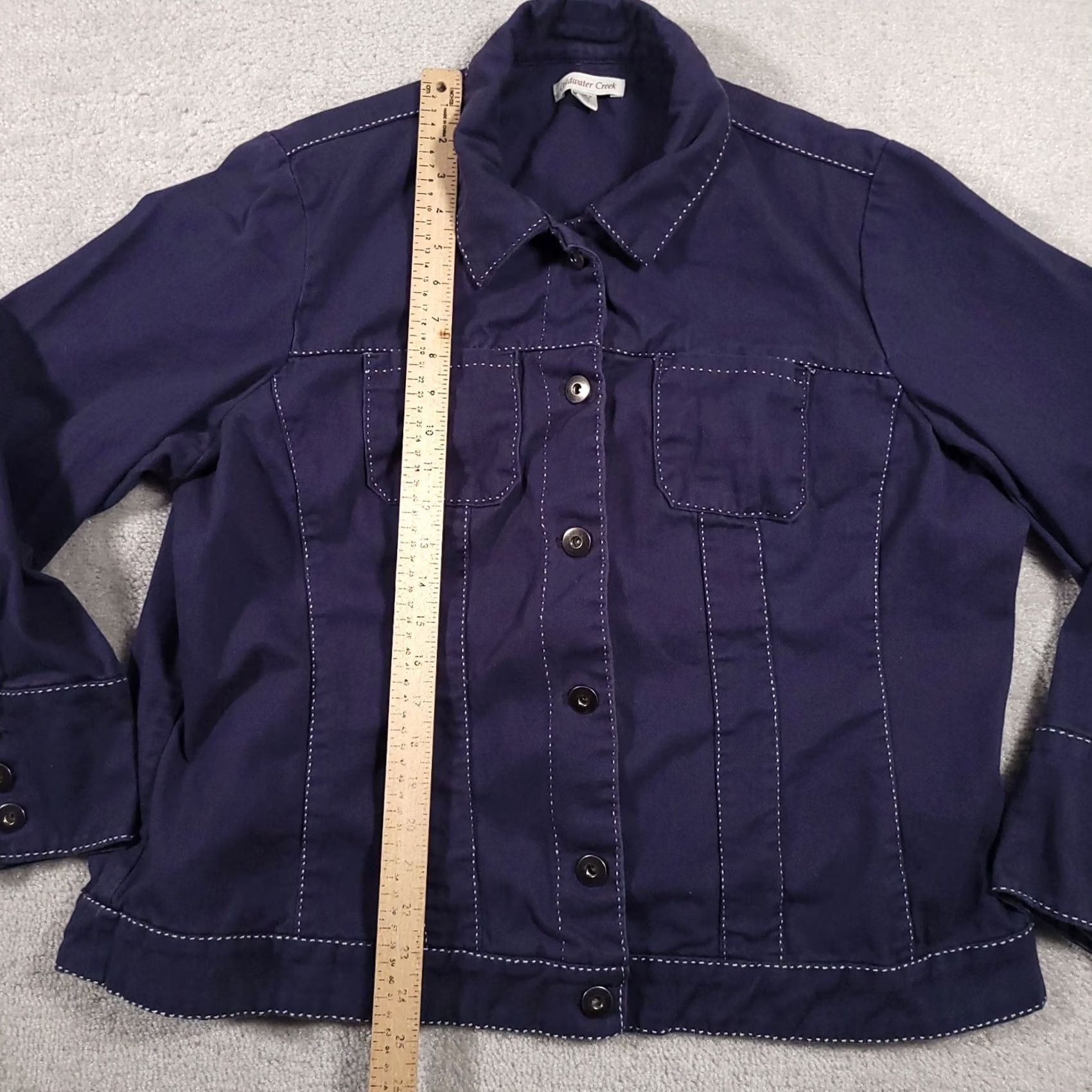 Coldwater Creek Coldwater Creek Denim Jacket Women's 20 Blue Contrasting White Pick Stitch Jacket Women Plus Size 20 Blue Stitching Pockets Modern Casual Size 3XL / US 20-22 - 7 Thumbnail