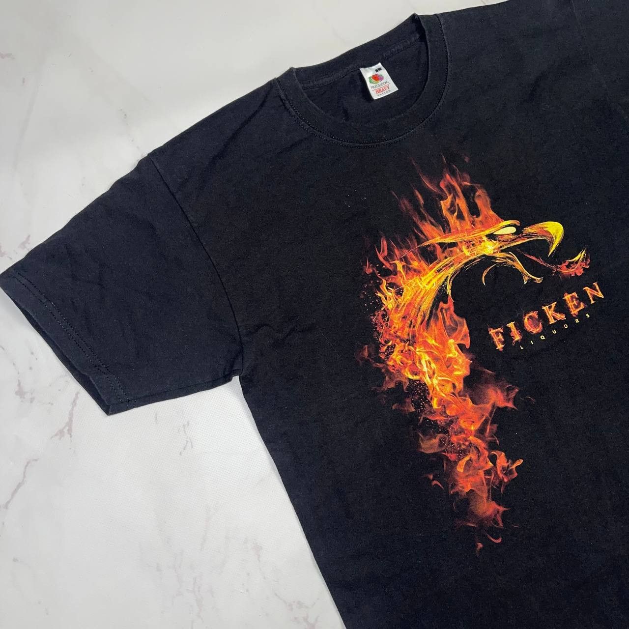 Vintage Vintage t shirt ficken liquors SZ L dragon fire Pheonix Size US L / EU 52-54 / 3 - 4 Thumbnail