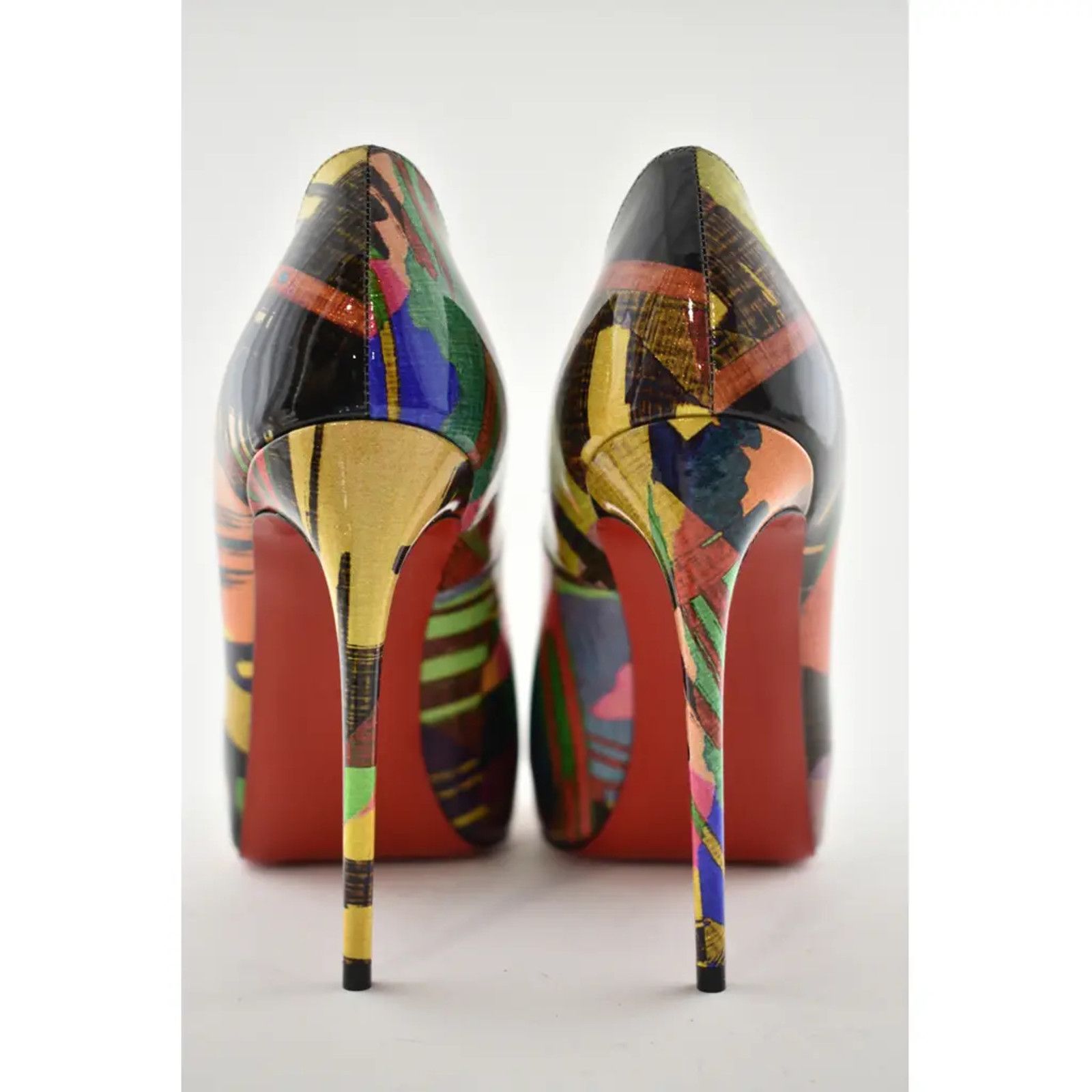 Christian Louboutin New Very Prive 120 Patent Mag Multicolor Peep Heel Pump 37.5 Size US 7.5 / IT 37.5 - 11 Thumbnail