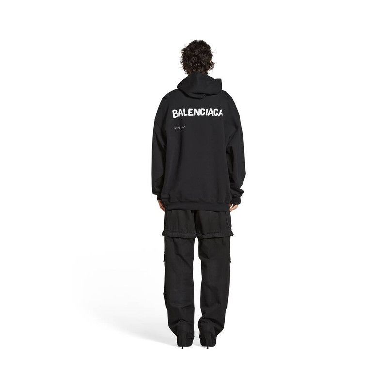 Balenciaga o1bcso1str0226 Hand Drawn Balenciaga Hoodie Medium Fit Black Size US XS / EU 42 / 0 - 4 Thumbnail