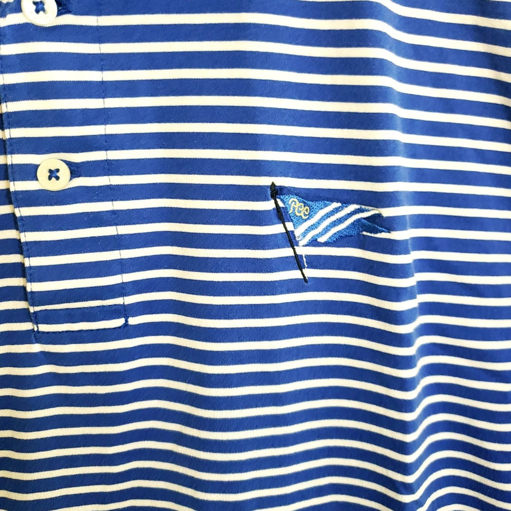 Ralph Lauren VINTAGE Polo Golf Ralph Lauren Pima Cotton Shirt Men's L Blue Stripe SS Flag Logo Size US L / EU 52-54 / 3 - 4 Thumbnail
