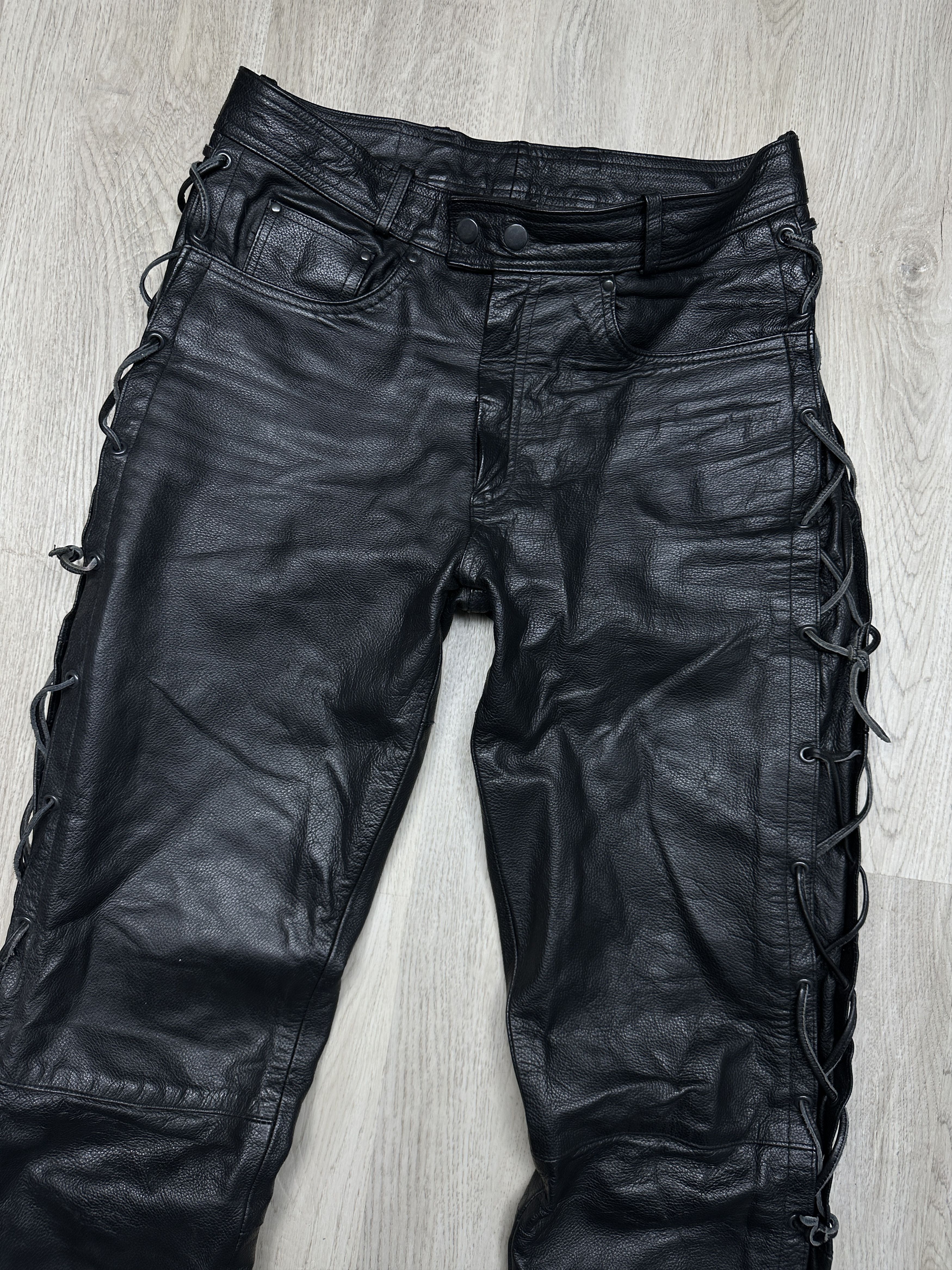 Genuine Leather Vintage Mens Genuine Leather Pants Biker Motorcycle Size US 30 / EU 46 - 2 Thumbnail