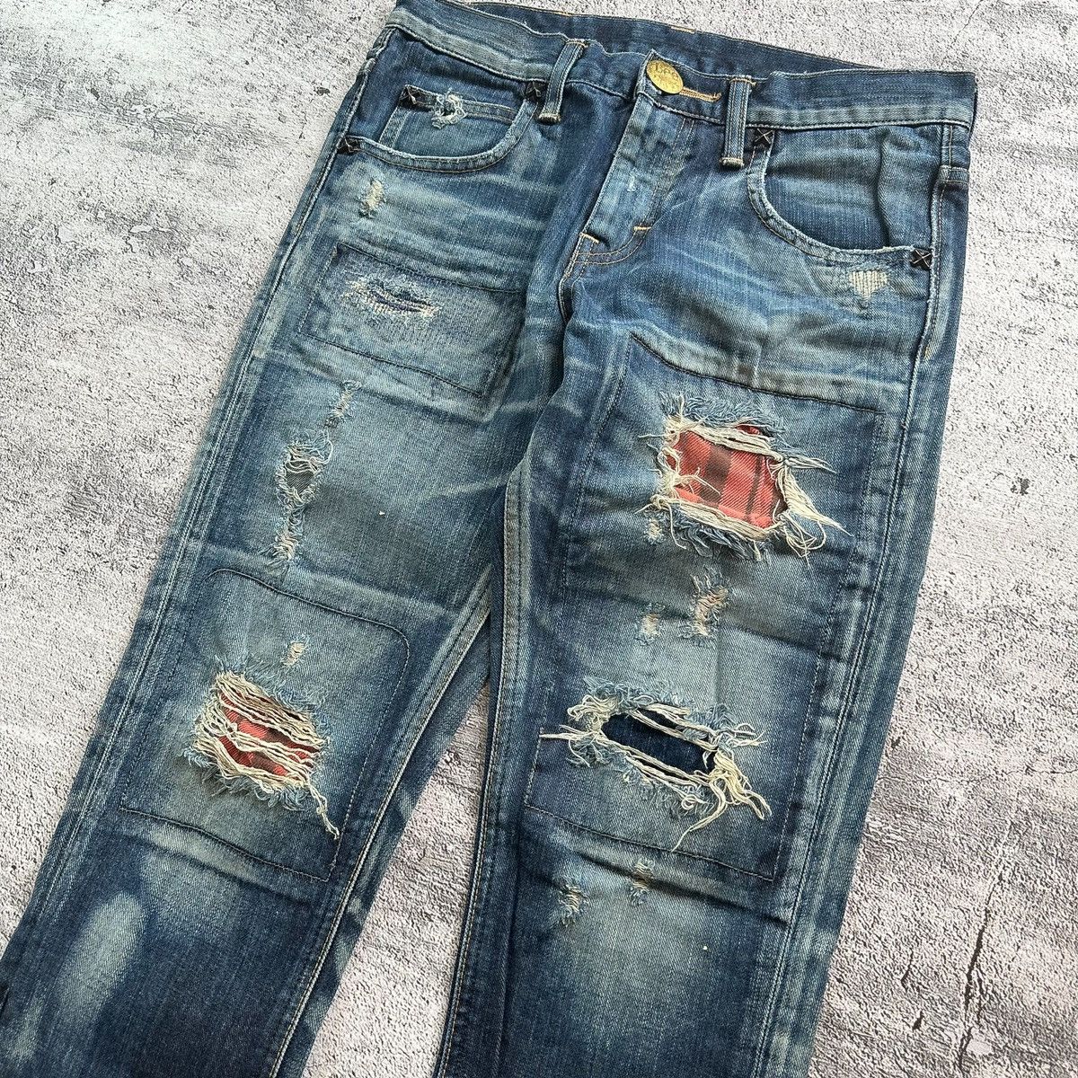 Lee Vintage Lee Distressed Repair Flared Denim Size US 30 / EU 46 - 3 Thumbnail