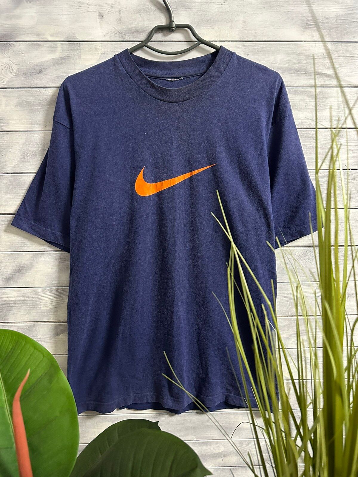 Pre-owned Nike X Vintage T-shirt Nike Big Swoosh Centr Logo In Blue