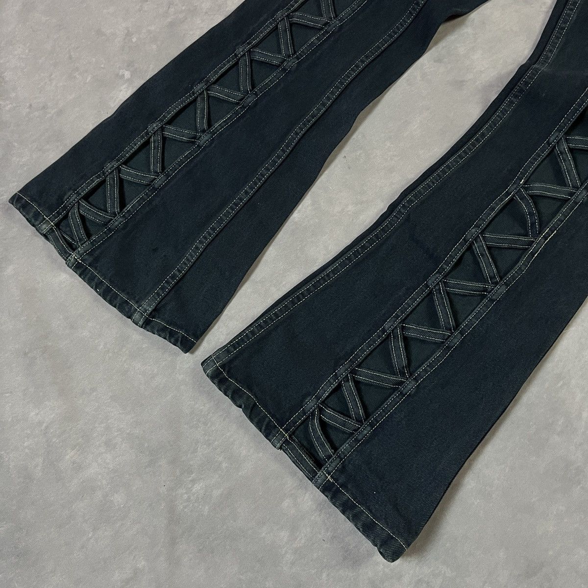 Japanese Brand 2000s Status Jeans Lace-Up Flared Denim / Y2K Punk Rock Size 26" / US 2 / IT 38 - 3 Thumbnail