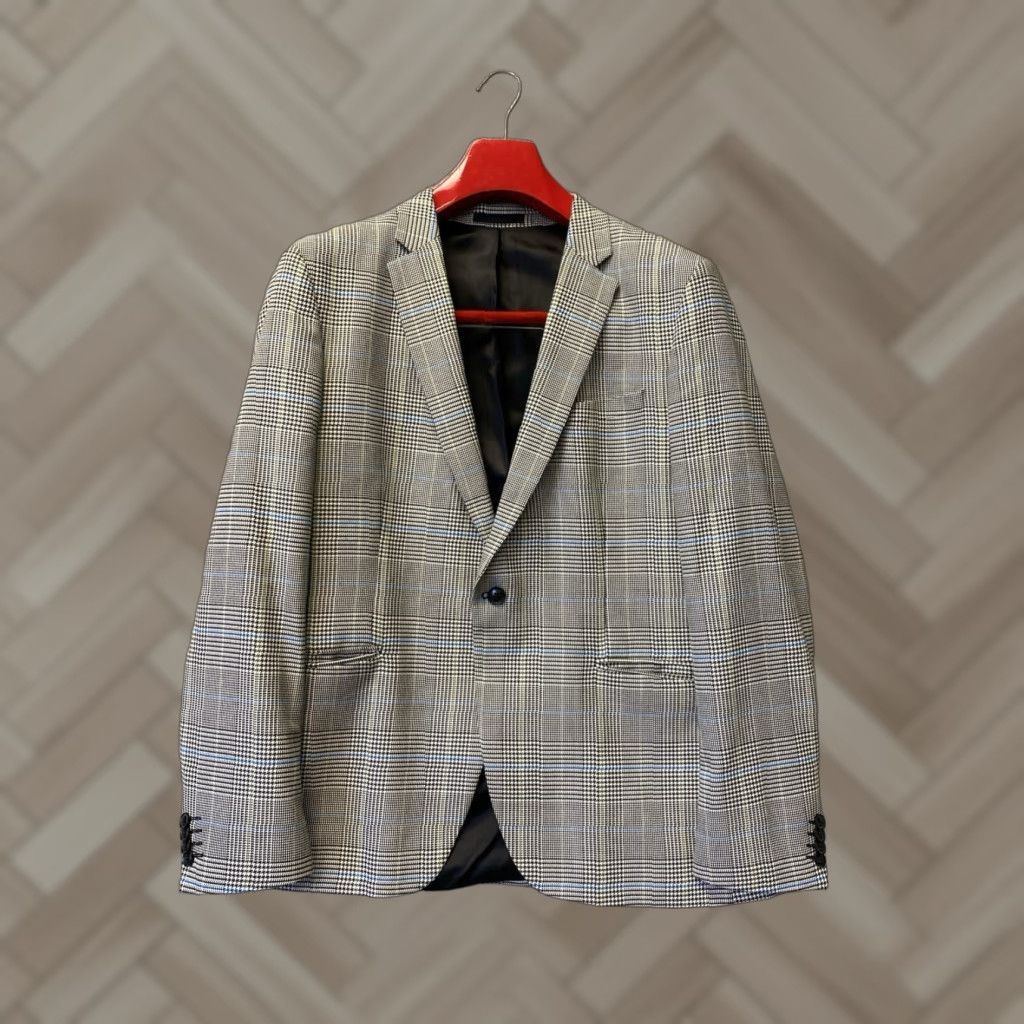 Topman TOPMAN Blazer Men 46R Houndstooth Plaid Regular Fit One-Button Jacket /132-2 Size 46R - 1 Thumbnail