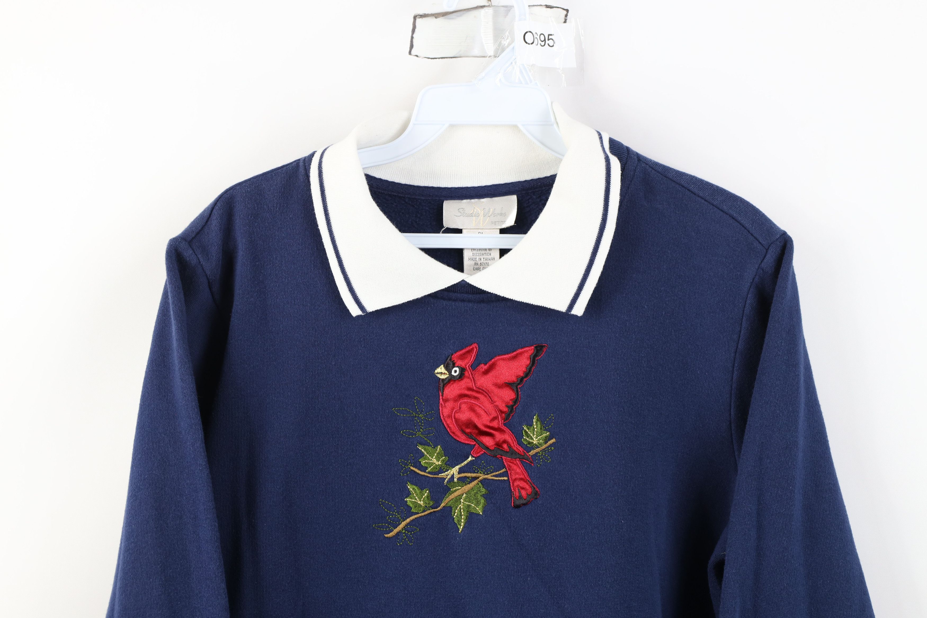Vintage Vintage 90s Streetwear Bird Collared Sweatshirt Blue Size L / US 10 / IT 46 - 2 Thumbnail