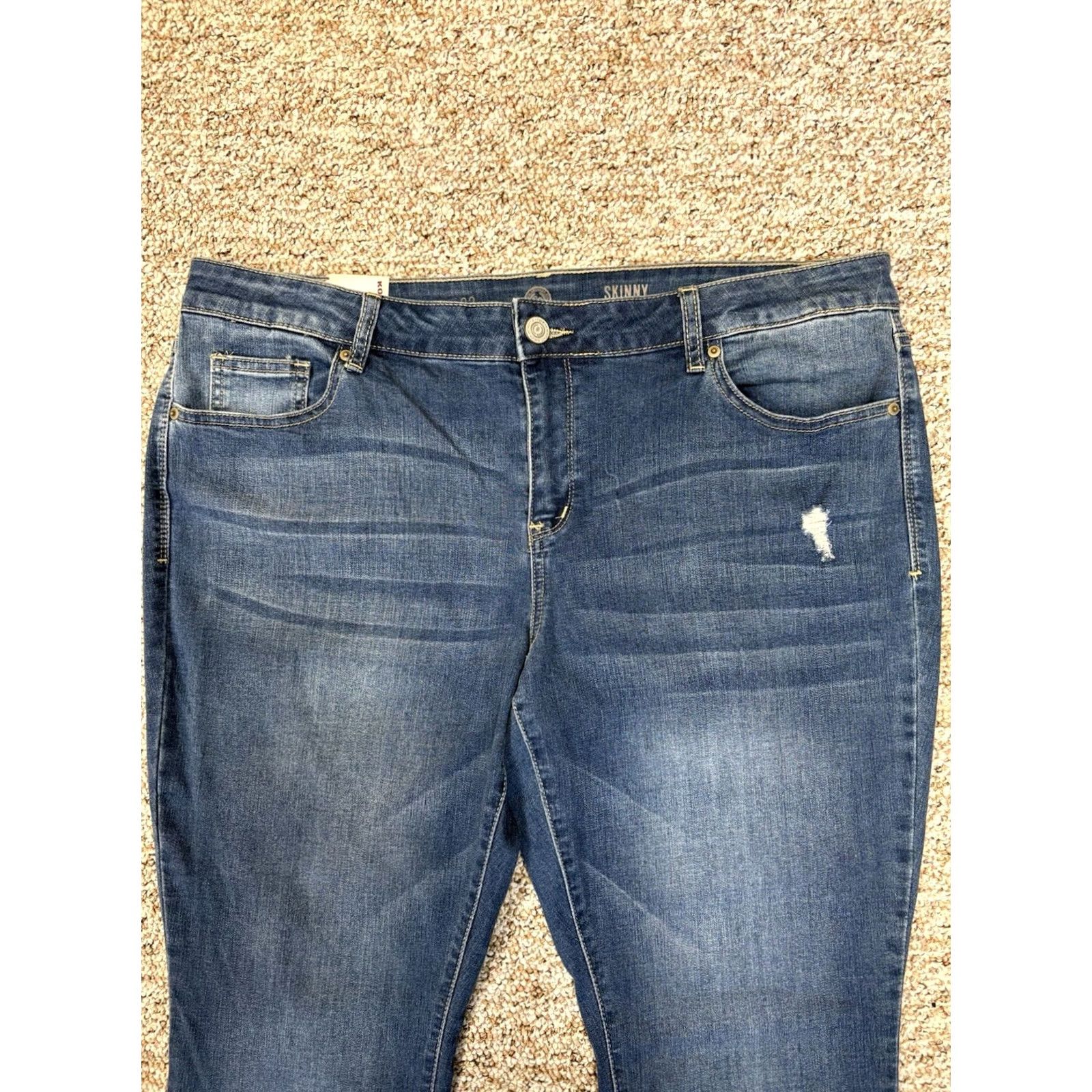 Vintage Kohls Low Rise Skinny Jeans Womens Size 22 Dark Blue Distressed - 45 in Size 30" / US 8 / IT 44 - 3 Thumbnail