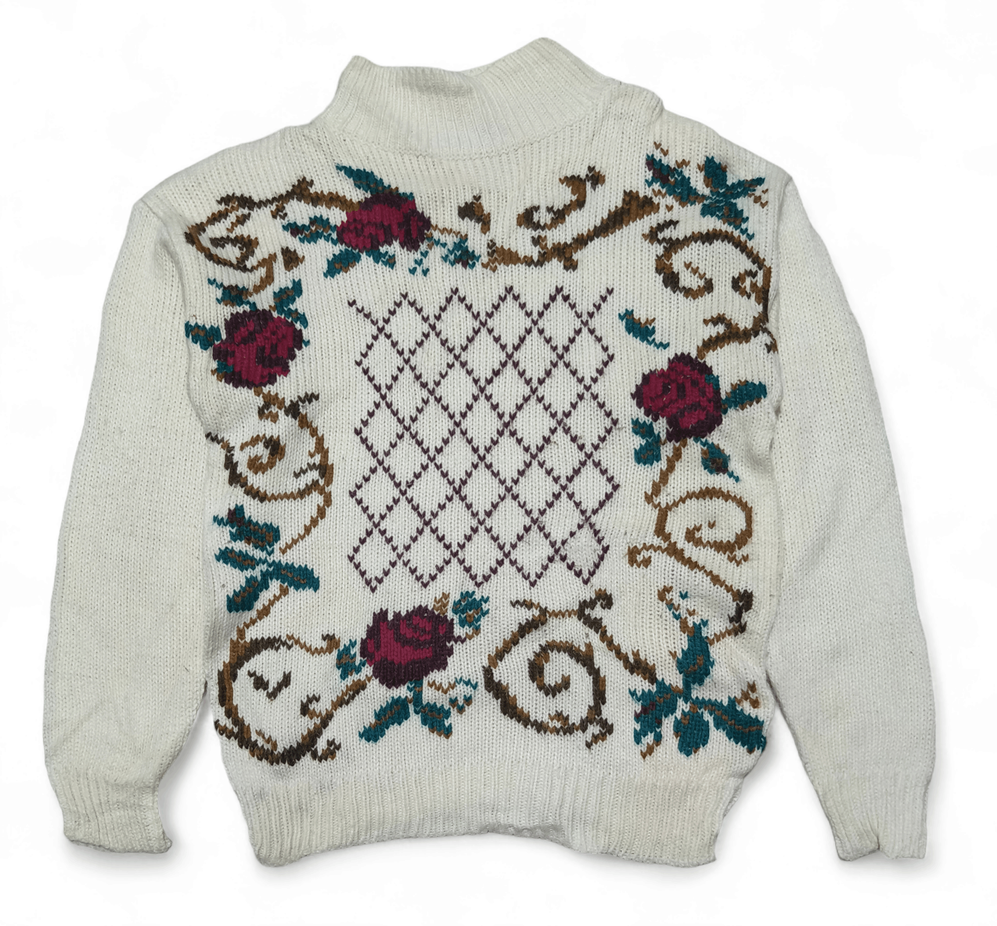 Other Vintage STITCH WORKS Beautiful Floral Motifs Knit Sweater Size M / US 6-8 / IT 42-44 - 2 Thumbnail