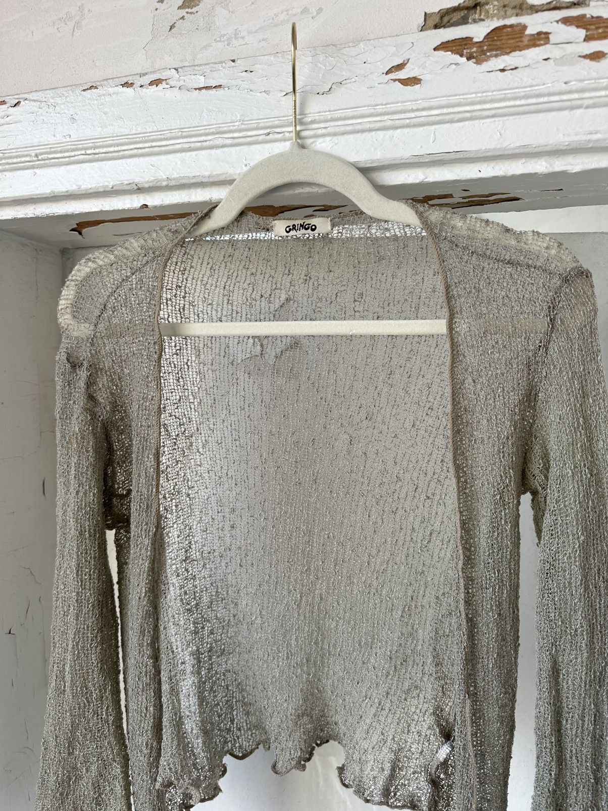 Vintage Vintage Mesh Khaki Kardigan Poncho Size M / US 6-8 / IT 42-44 - 2 Thumbnail