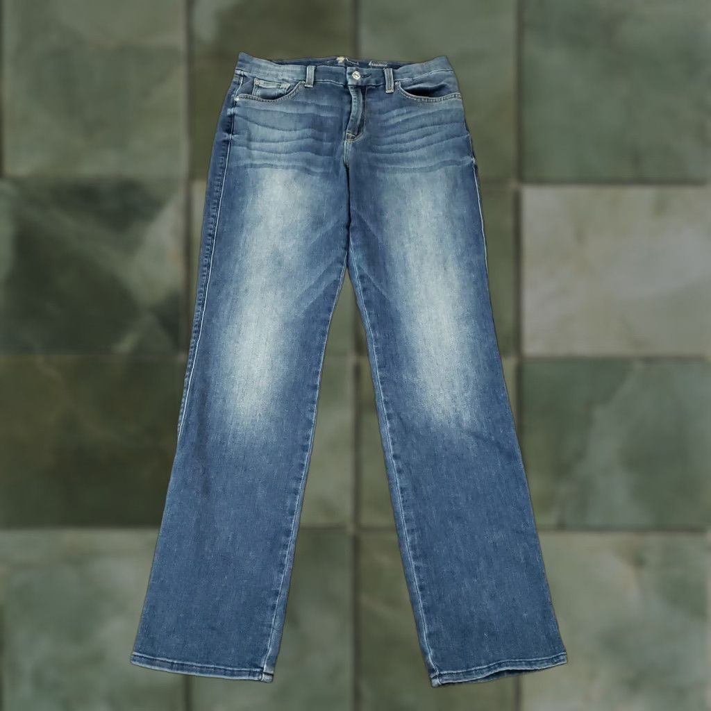 7 For All Mankind 7 for all Mankind Jeans Womens Size 32 Blue Kimmie Straight Leg Stretch Faded Size 28" / US 6 / IT 42 - 1 Thumbnail