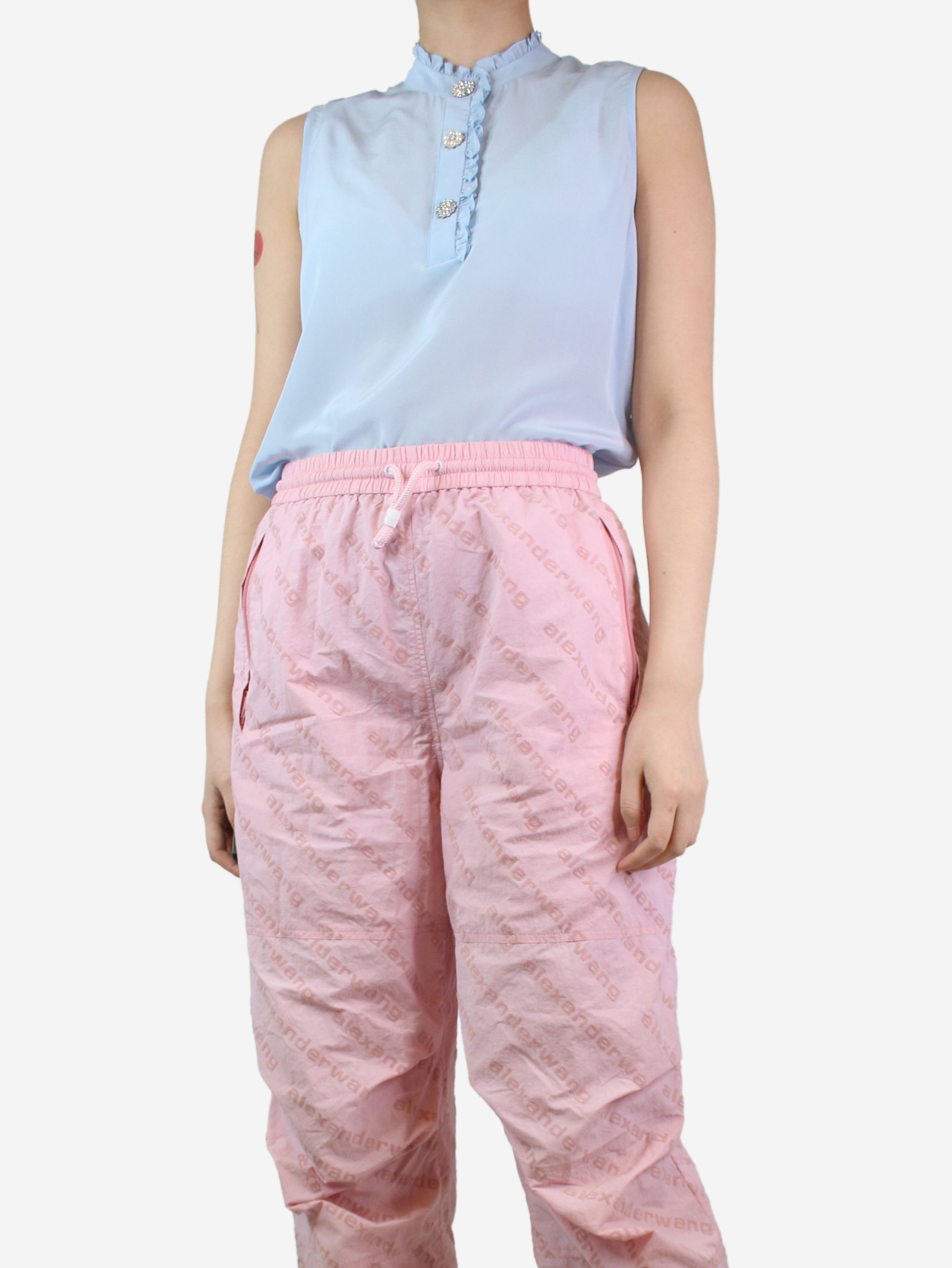 image of Claudie Pierlot Light Blue Sleeveless Ruffle-Trimmed Blouse - Size Uk 8, Women's