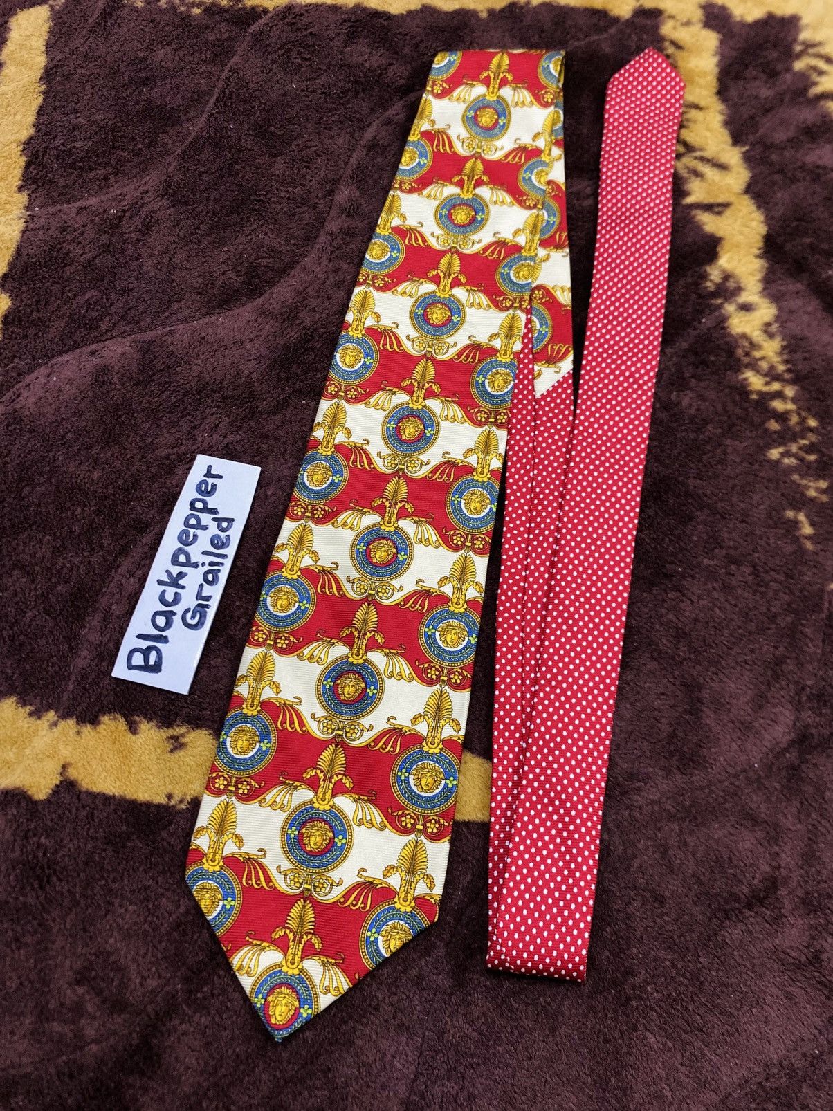 Versace Rare❤️‍🔥 Gianni Versace Baroque Medusa Logo Silk Tie Italy Size ONE SIZE - 3 Thumbnail