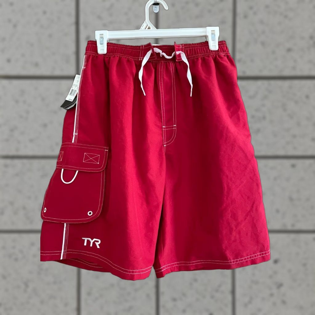 Vintage NEW TYR UPF50 Swim Trunk Red Size Medium Swim Suit Shorts Lined NWT Size US 33 - 1 Thumbnail