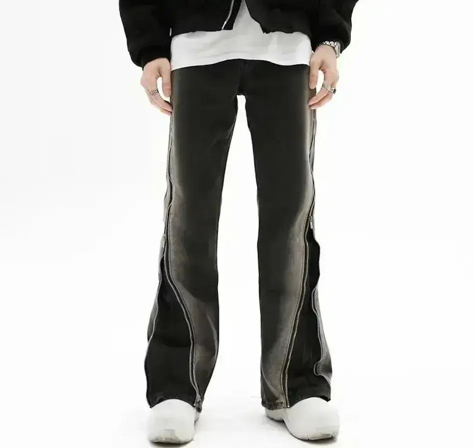 Japanese Brand Split Zipper Baggy Flare Men Jeans Size US 32 / EU 48 - 1 Thumbnail