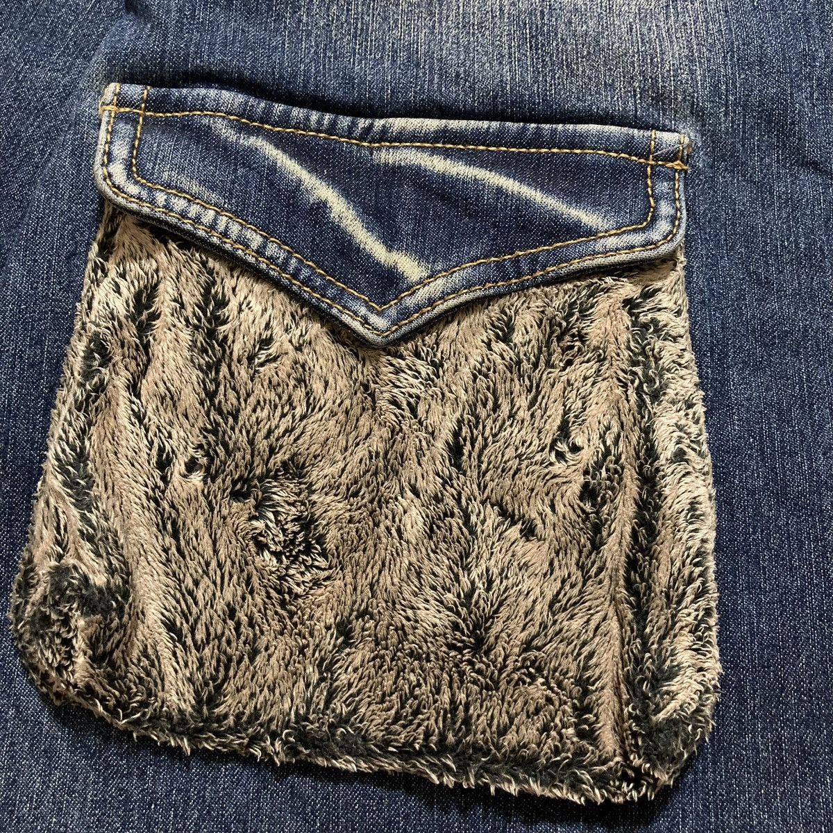 If Six Was Nine BLUE MARINE - Denim Fur Sherpa Multi Pocket Jacket Japanese Size S / US 4 / IT 40 - 7 Thumbnail