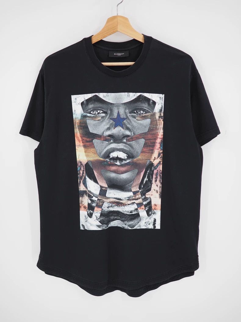 Givenchy SS14 Black Face Printed Short Sleeve XXS size