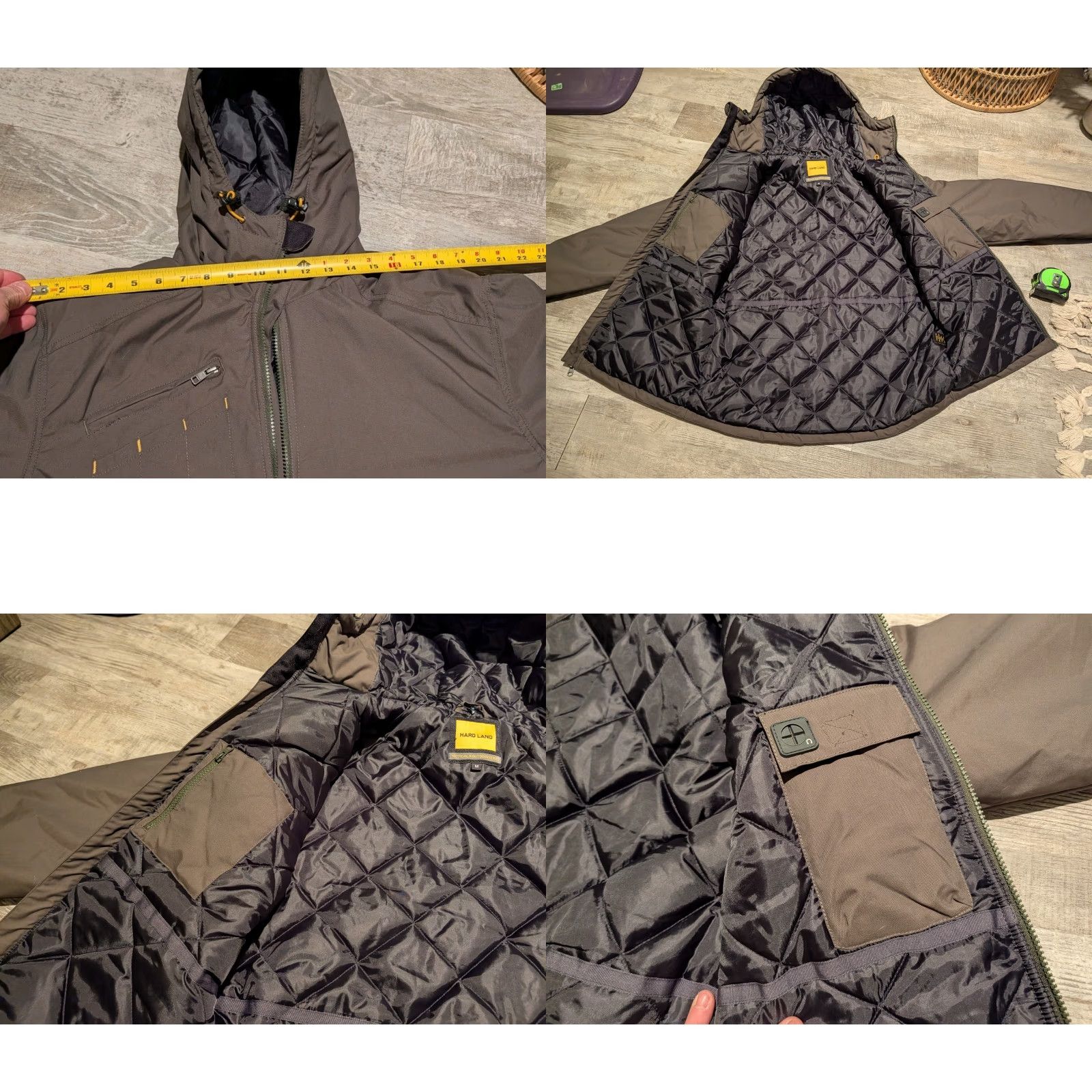 Vintage Hard Land Jacket Mens Tactical Series Outdoor Insulated Mid-Length Zip Hooded Pockets Waterproof Green Size M Military Coat Size US M / EU 48-50 / 2 - 9 Thumbnail