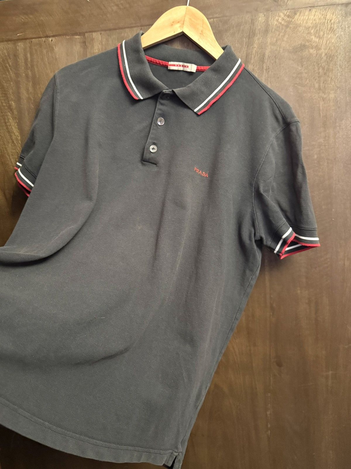 Prada vintage prada navy grey polo shirt XL slim fit men Size US XL / EU 56 / 4 - 10 Thumbnail