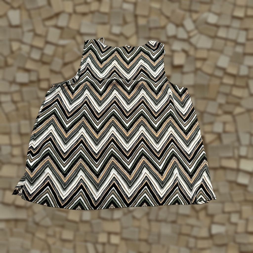 Vintage Maurices Tank Top Women's XL Black Green White Tan Herringbone Print Tank (Regular) Ladies Shirt Casual Summer Spring Fall Size XL / US 12-14 / IT 48-50 - 1 Thumbnail