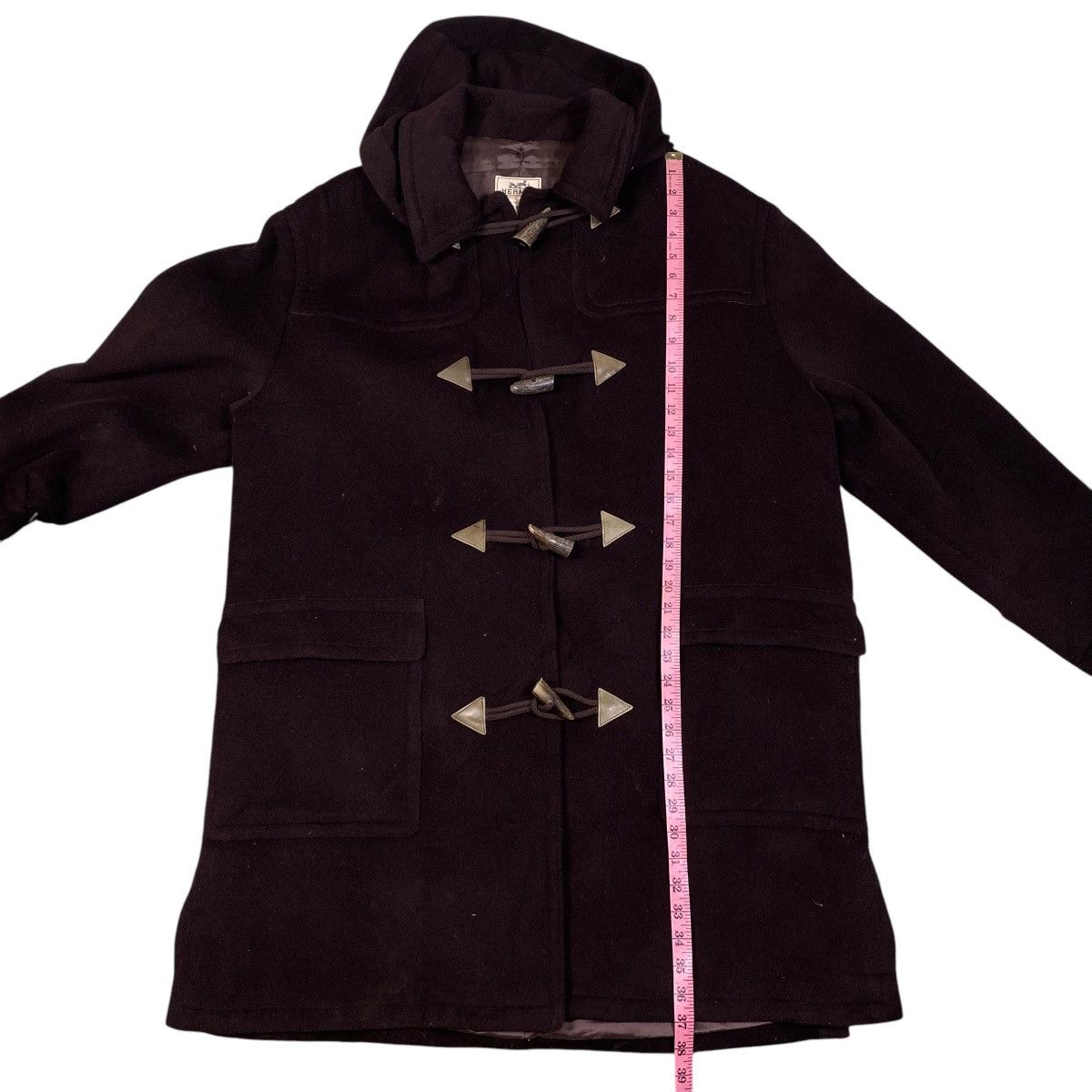 Designer × Hermes HERMES France Designer Toggle Button Wool Duffle Coat Jacket Size US XL / EU 56 / 4 - 17 Thumbnail