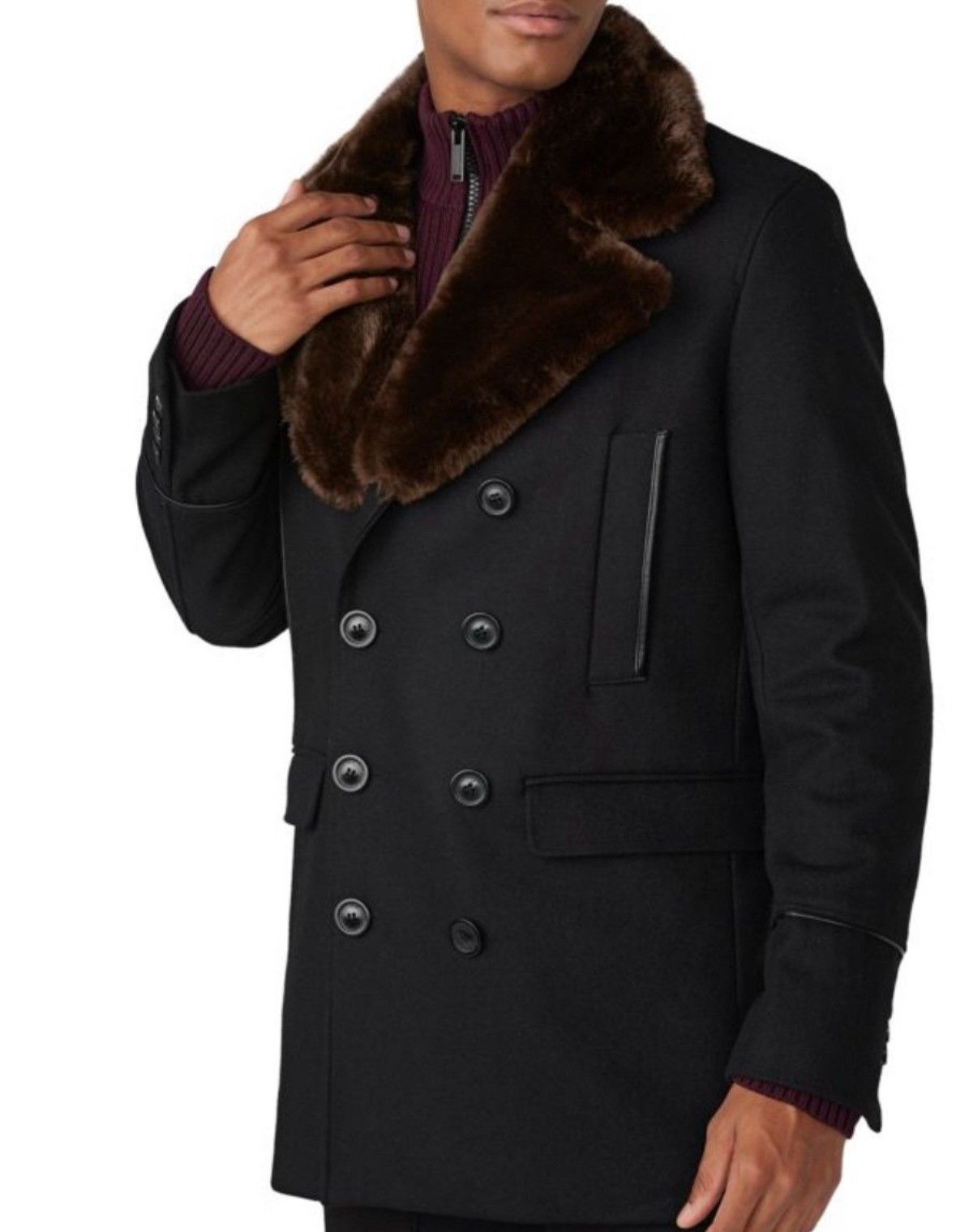 Karl Lagerfeld Karl Lagerfeld Faux Fur-Collar & Wool Peacoat, Men’s M Size US M / EU 48-50 / 2 - 3 Thumbnail