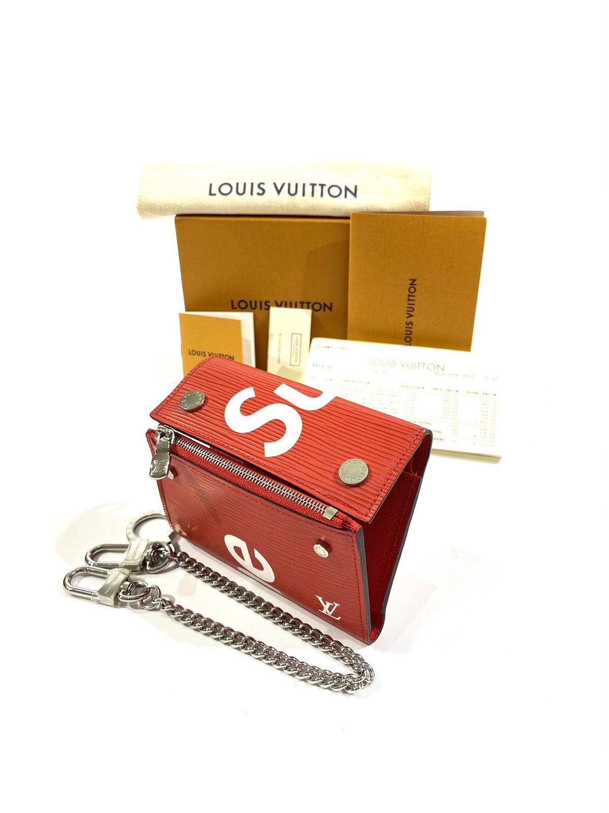 Louis Vuitton × Supreme Louis Vuitton X SUPREME Chain Wallet Red EPI Leather Size ONE SIZE - 1 Thumbnail