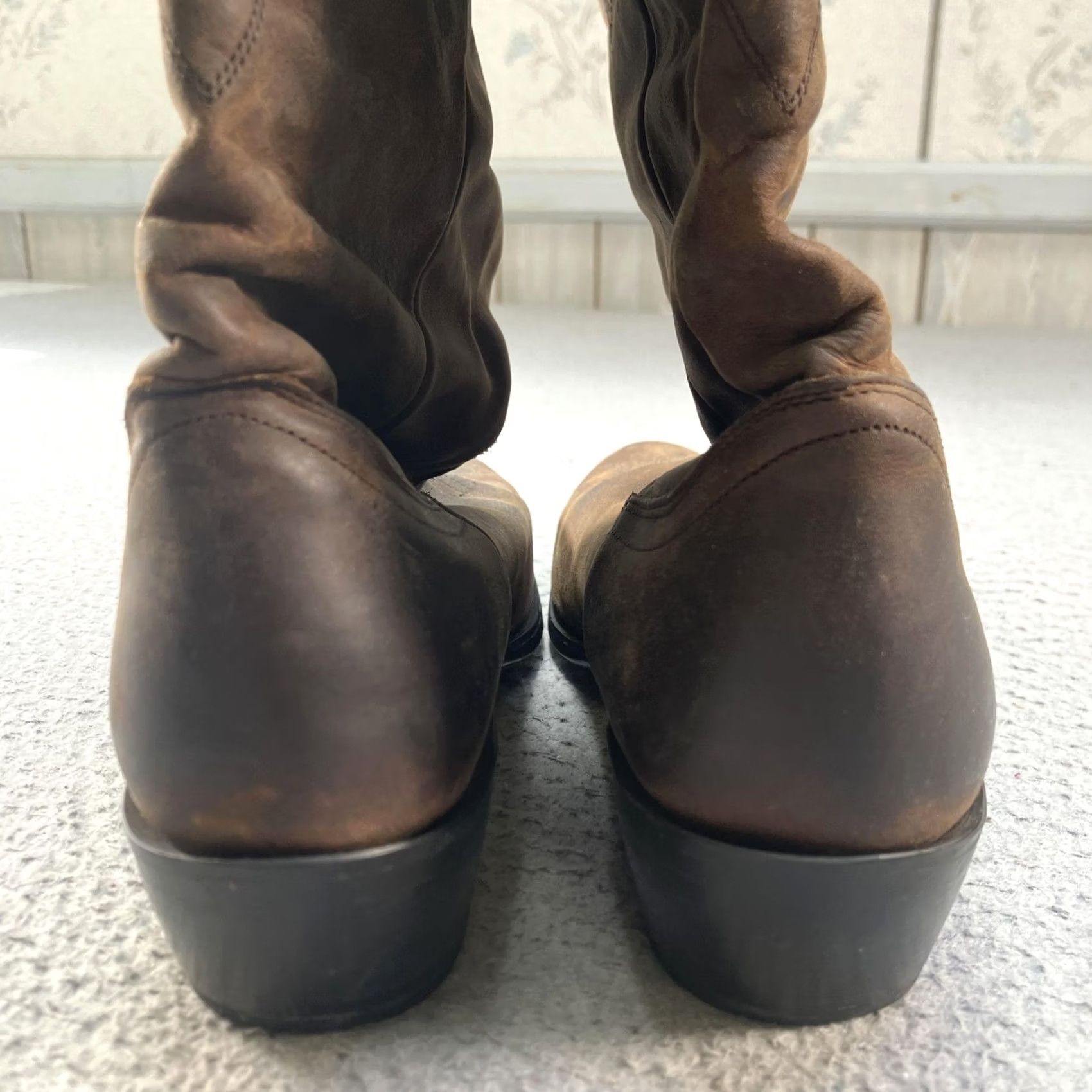 Durango Durango Mens Western Boots 9M Brown Leather RD542 Pointed Toe Mid-Calf Pull On Embroidered Shaft VINTAGE? No Size US 9 / EU 42 - 5 Thumbnail