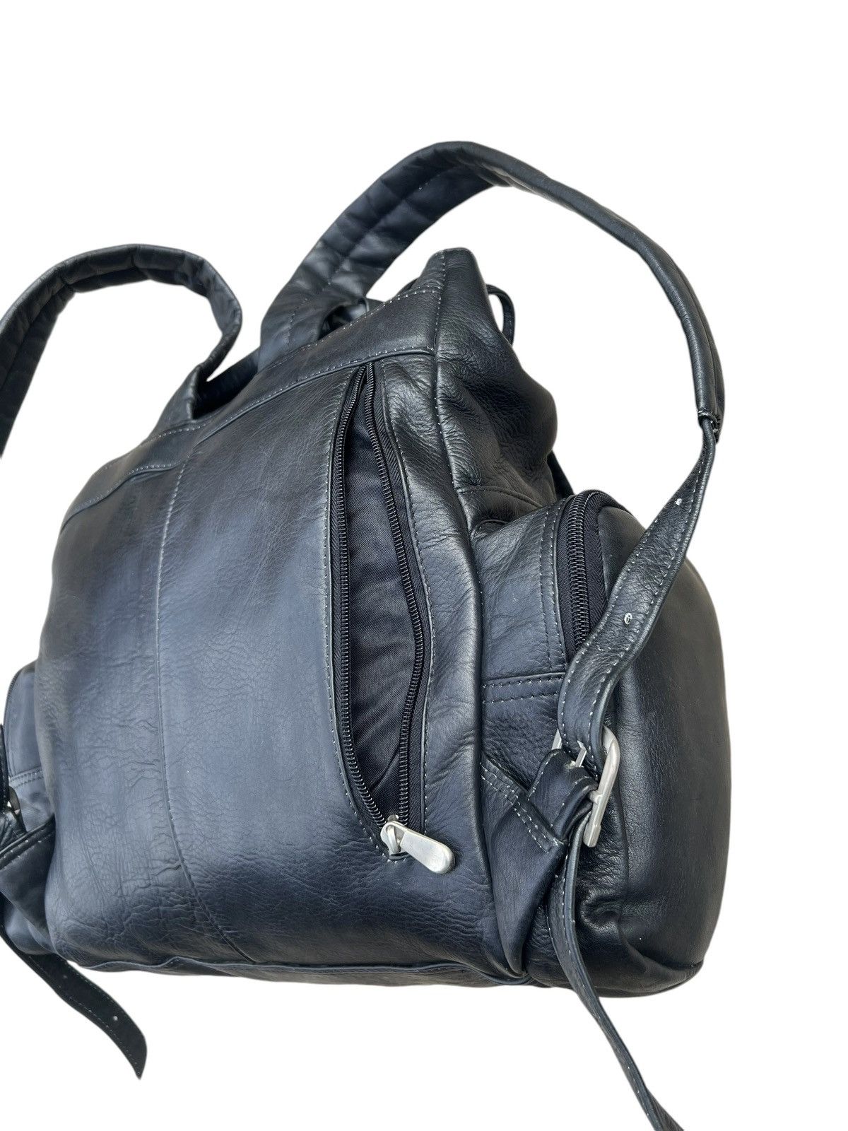 Leather Vintage PIEL Hand Made All Leather Black Backpack Bag Size ONE SIZE - 13 Thumbnail