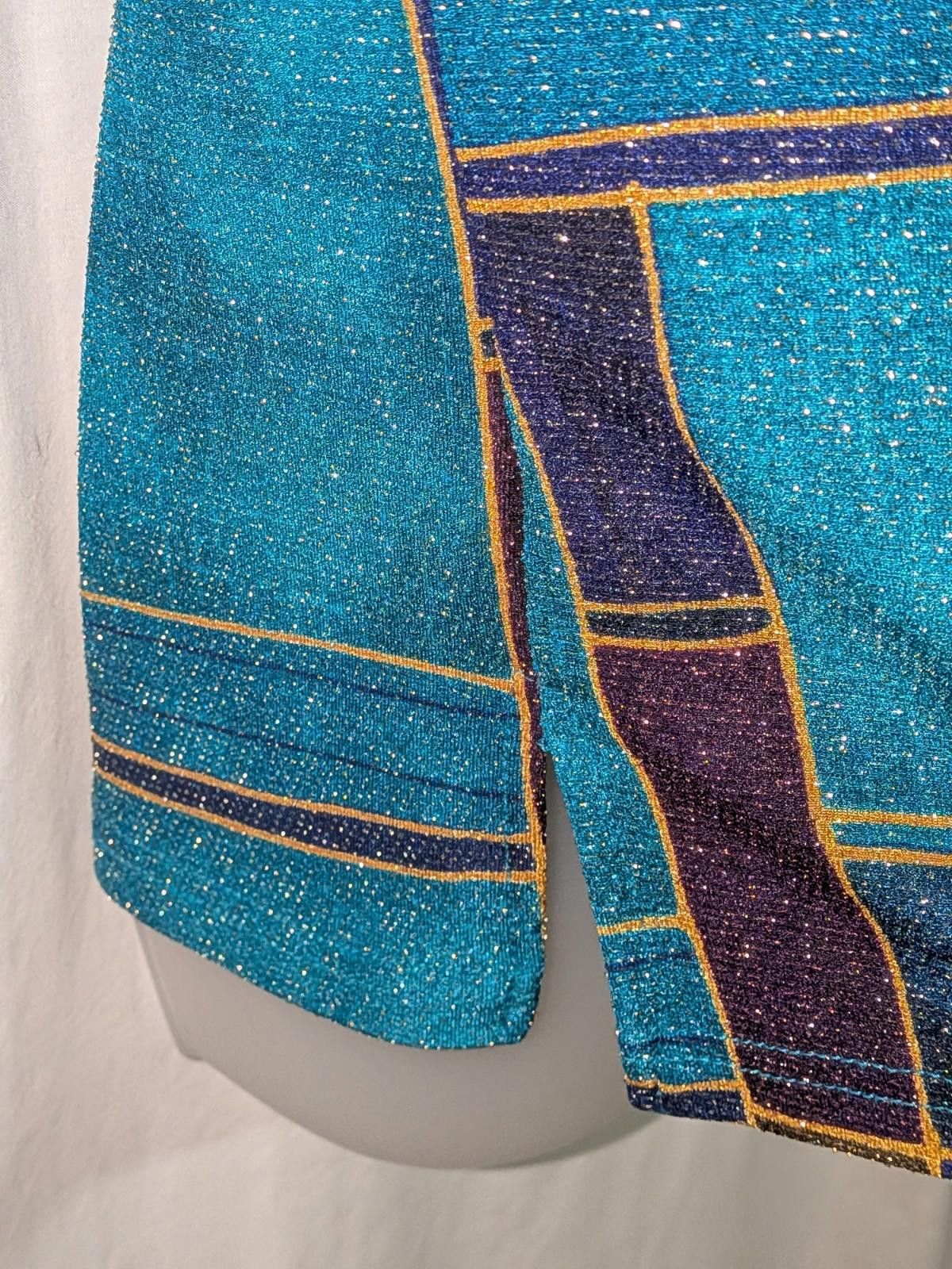 Designer VTG 90s Erin London Stretch Sparkly Color Block Shirt Sz M Size M / US 6-8 / IT 42-44 - 4 Thumbnail