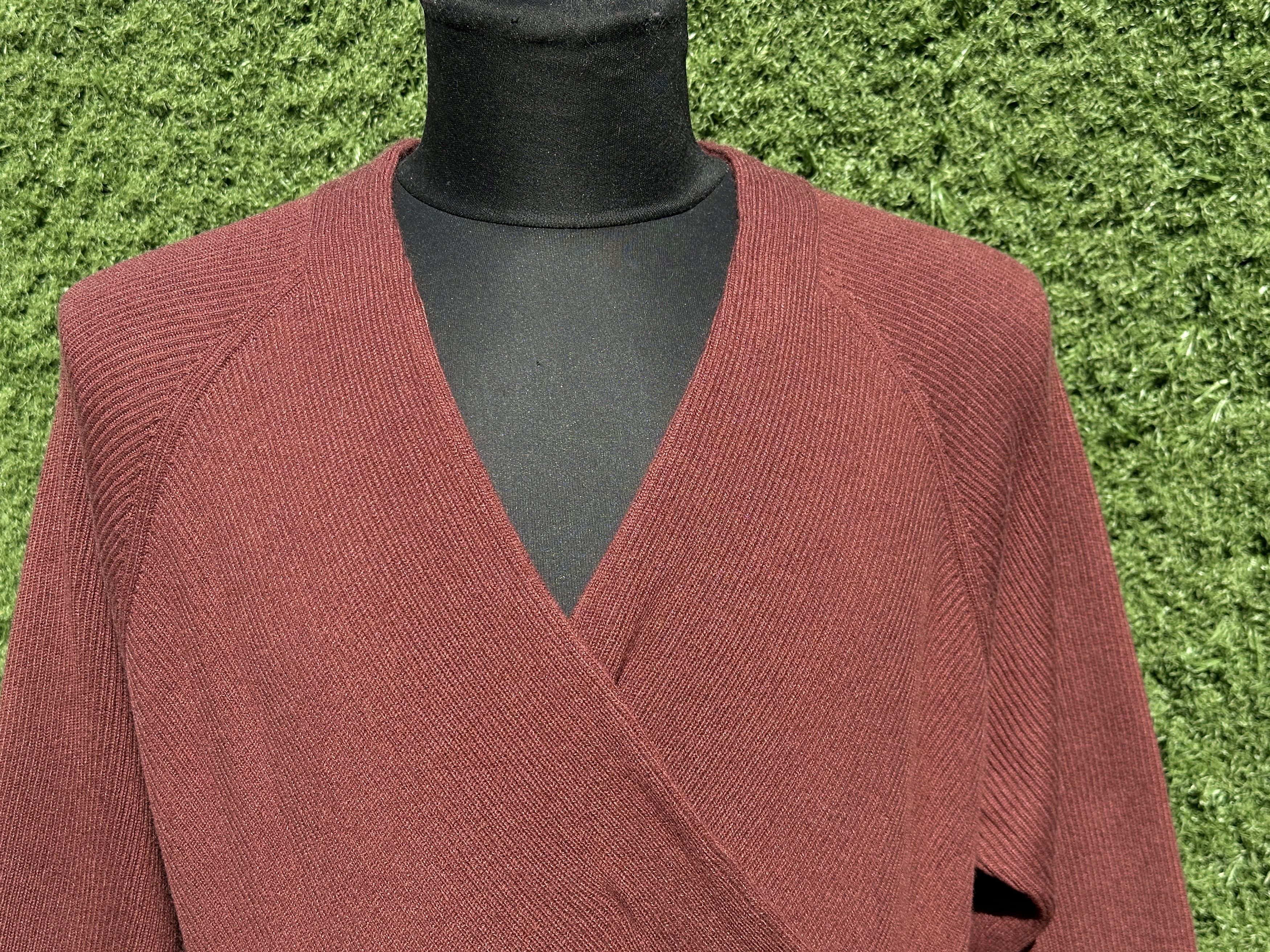 Brunello Cucinelli Brunello Cucinelli 100% Cashmere Wrap Cardigan Burgundy L Size L / US 10 / IT 46 - 6 Thumbnail