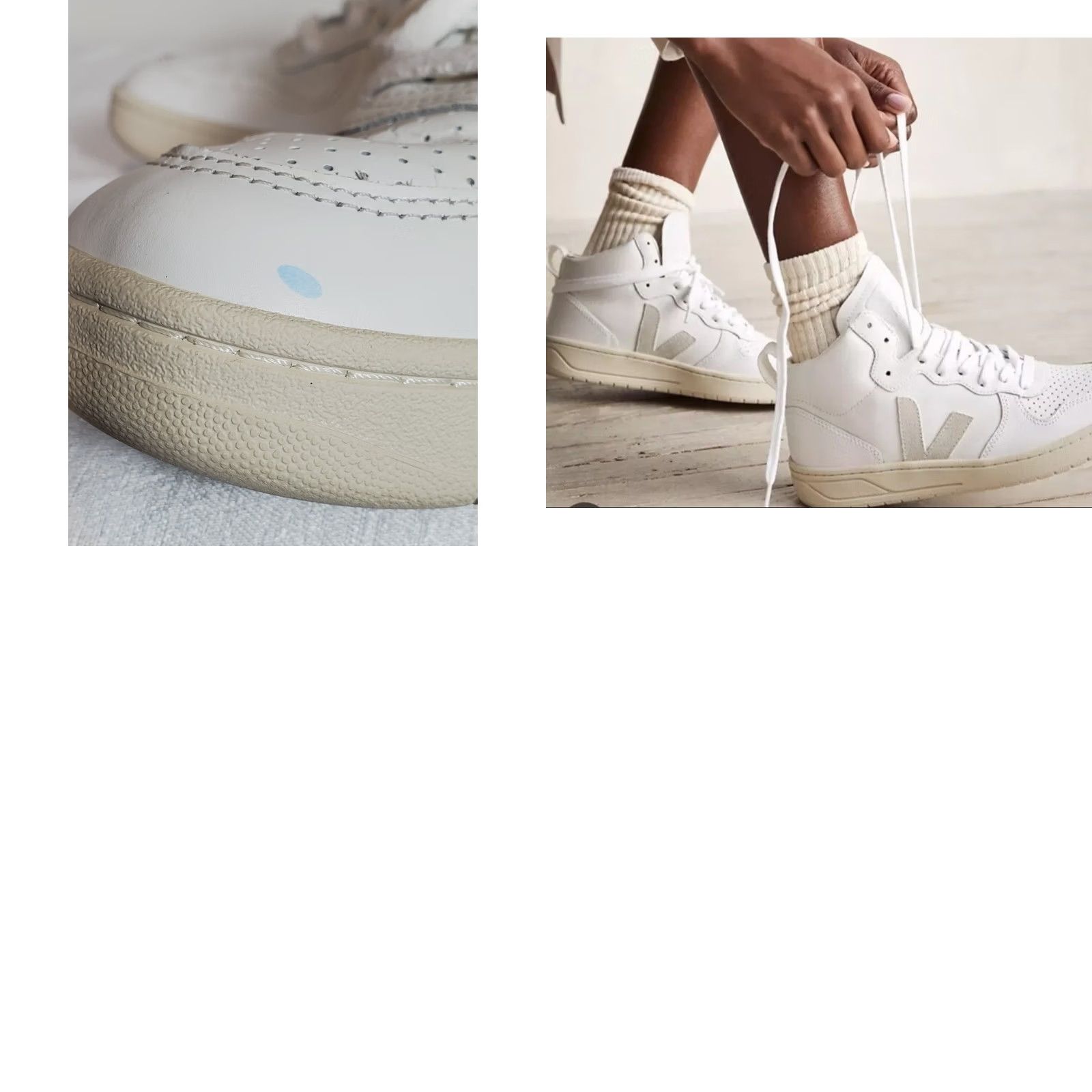 Veja VEJA V-15 High-Top Lace-Up Sneakers Triple White Leather Women's US 10 Shoes Size US 8 / IT 38 - 9 Thumbnail