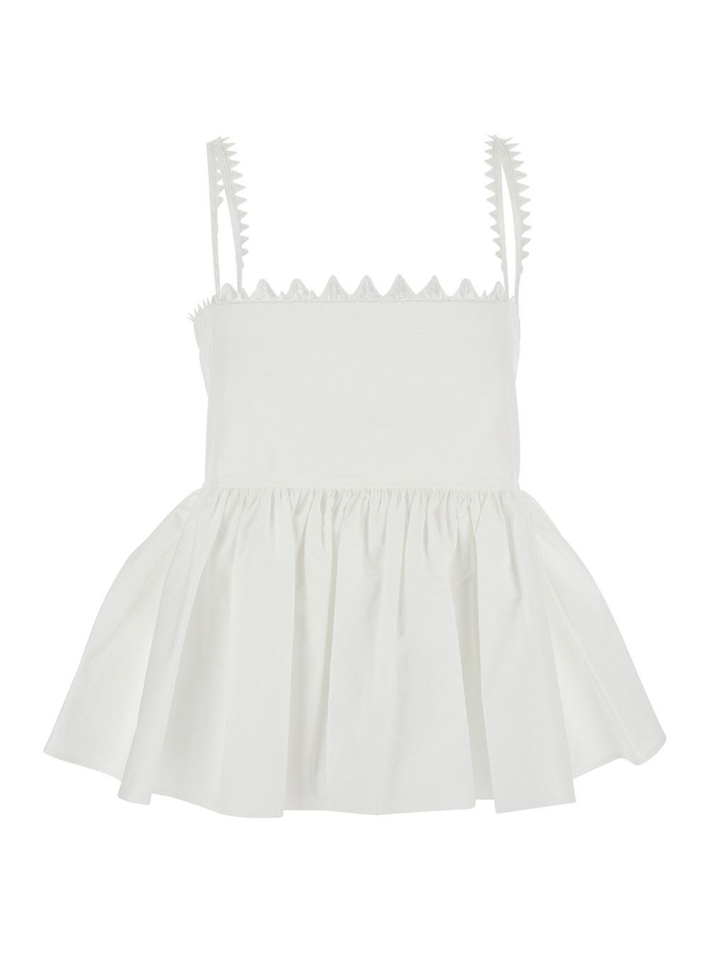 Jacquemus Top 'LE HAUT TRAVERSIN' White with V-Neck and Ruffle Details in Cotton for Women Size M / US 6-8 / IT 42-44 - 1 Thumbnail