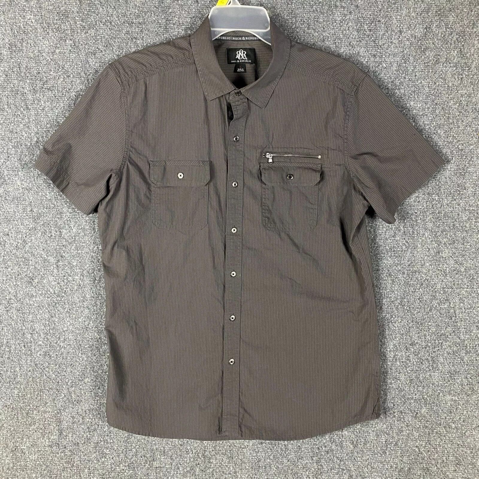 Other Rock & Republic Button Up Shirt Men's Short Sleeve Striped L Size US L / EU 52-54 / 3 - 1 Thumbnail