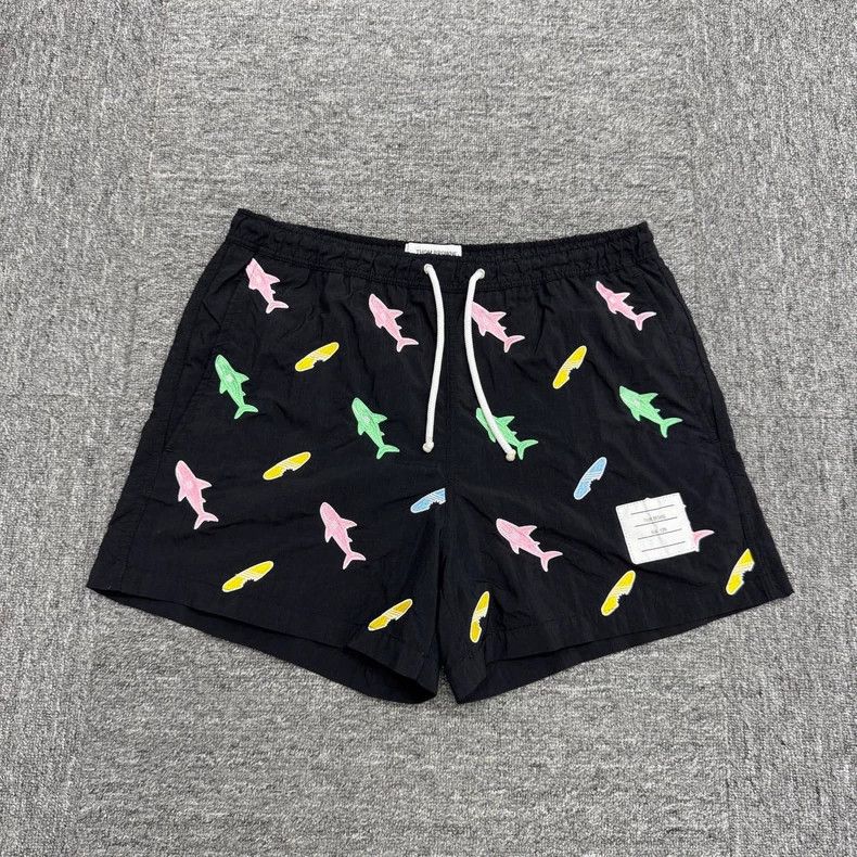 Thom Browne Thom Browne size2 Shark embroidered beach shorts Size US 26 / EU 42 - 1 Thumbnail
